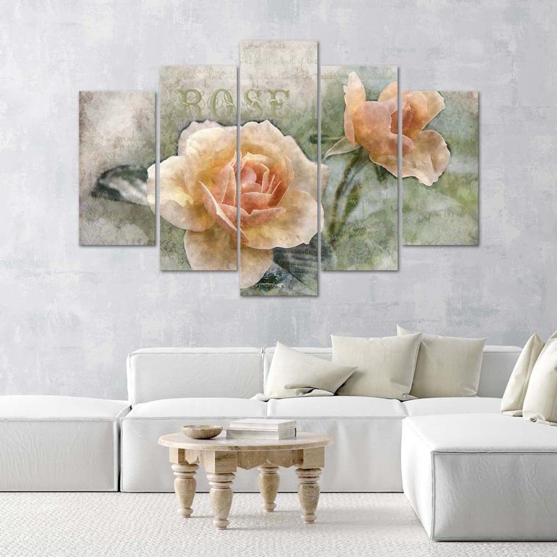 

Obraz pięcioczęściowy na płótnie, Herbaciane róże shabby chic (Rozmiar 200x100)