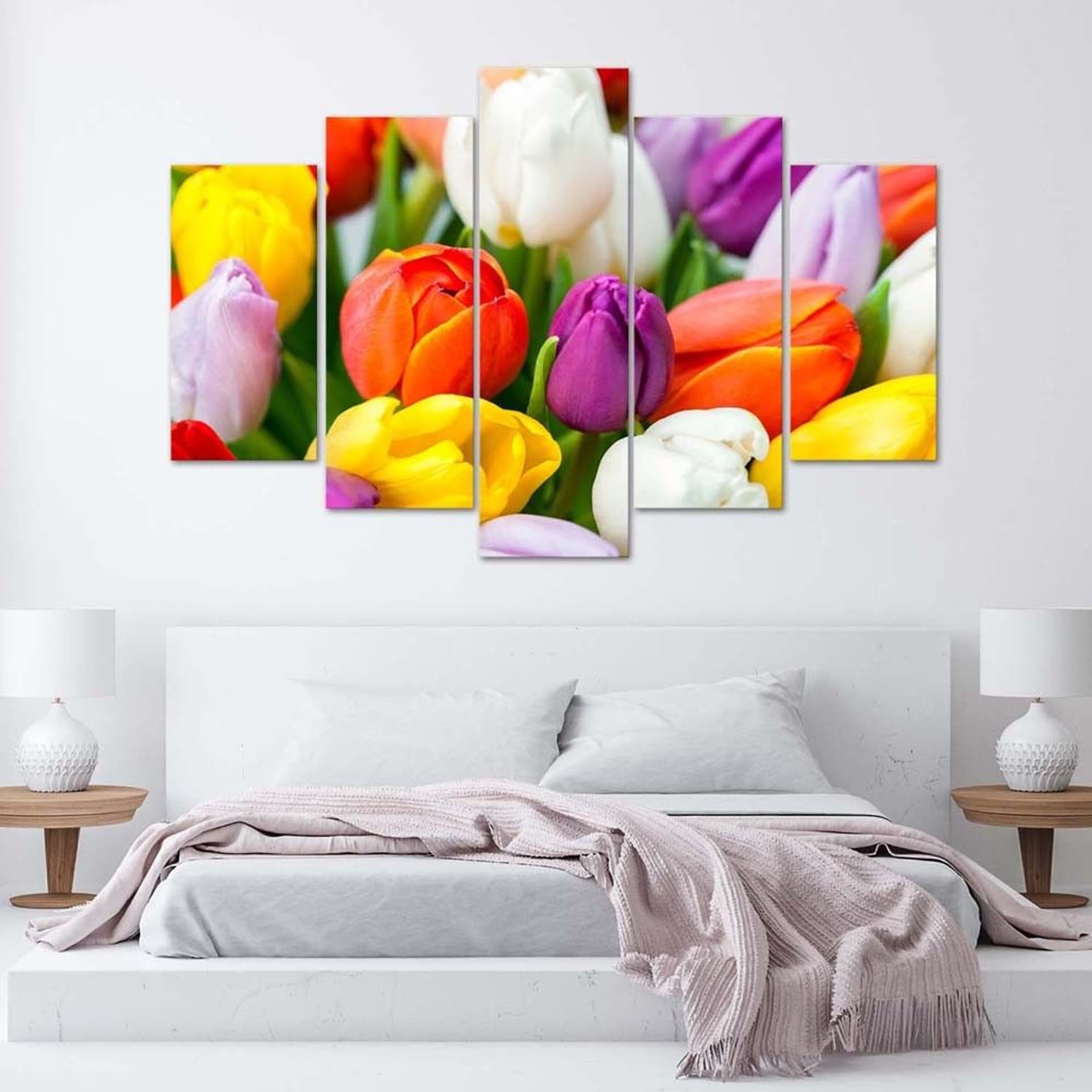

Obraz pięcioczęściowy na płótnie, Kolorowe tulipany (Rozmiar 100x70)
