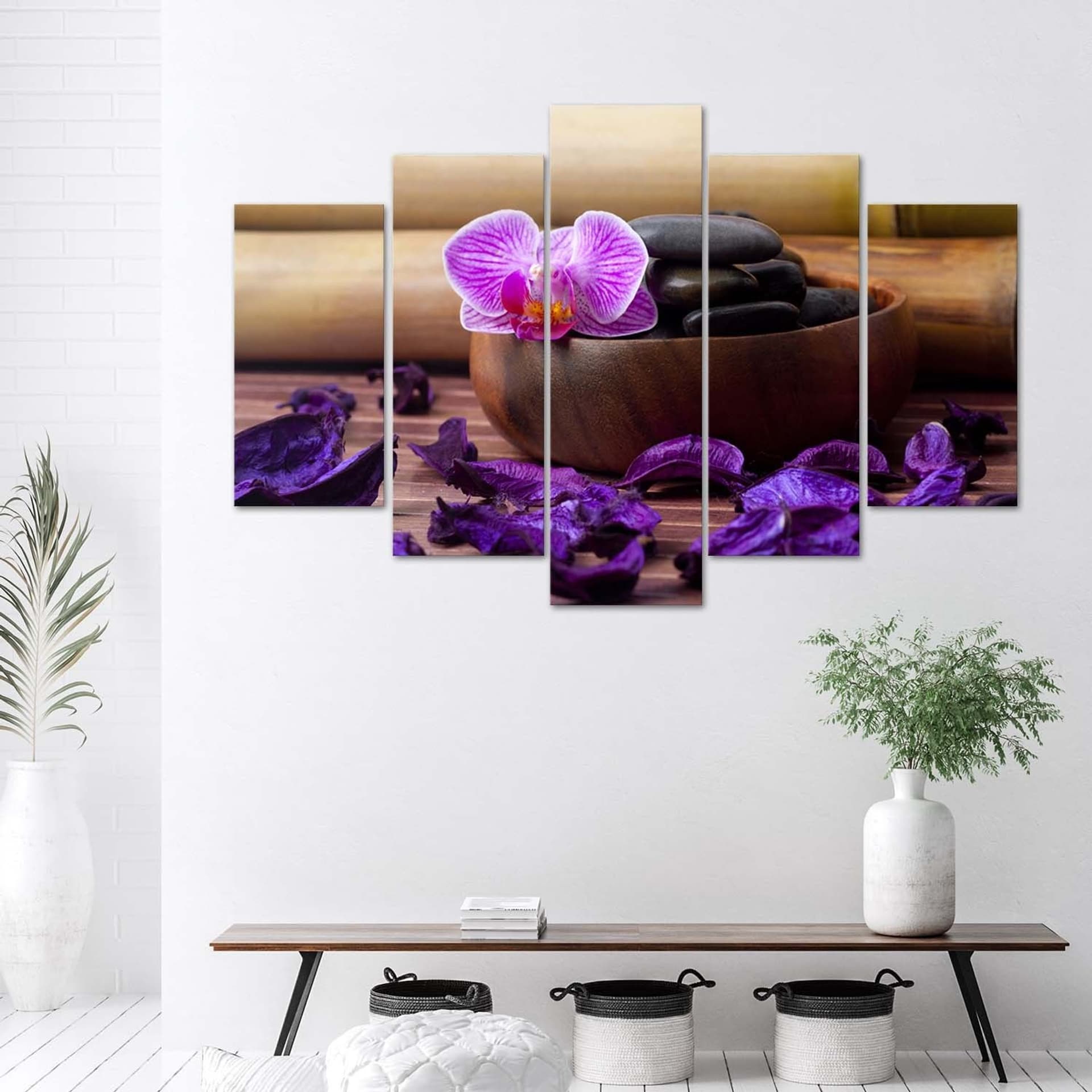 

Obraz pięcioczęściowy Deco Panel, Kompozycja zen z różową orchideą (Rozmiar 100x70)