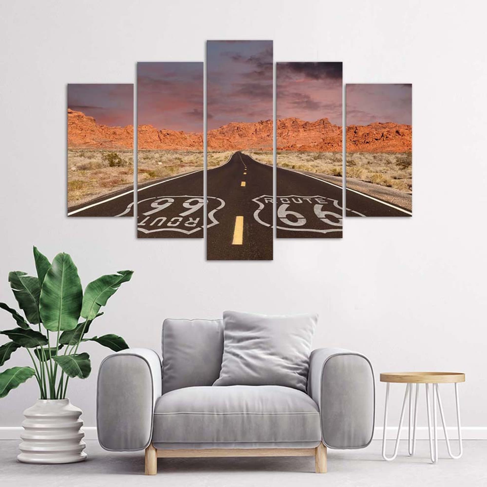 

Obraz pięcioczęściowy na płótnie, Route 66 Road (Rozmiar 200x100)