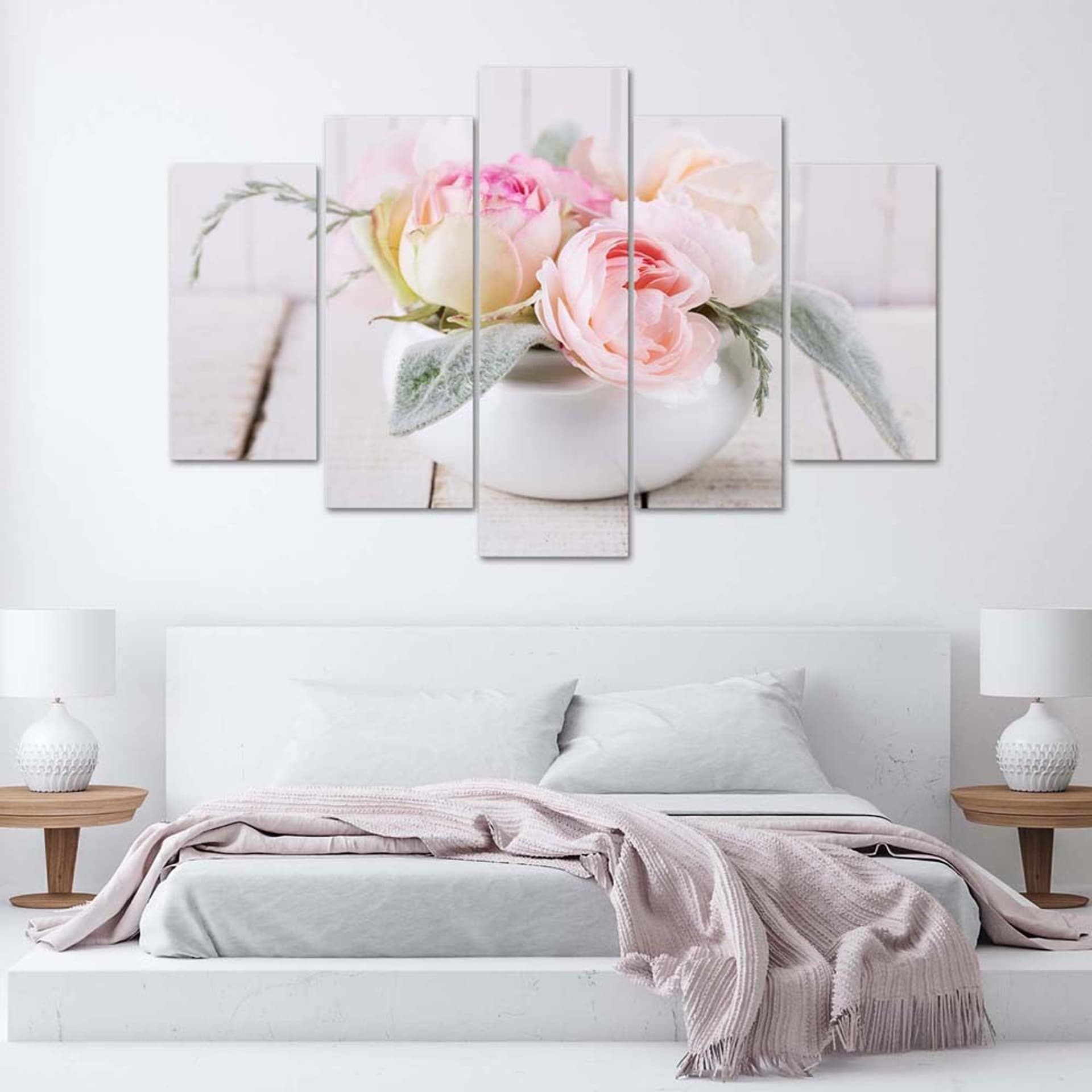 

Obraz pięcioczęściowy Deco Panel, Róże w białym wazonie (Rozmiar 150x100)