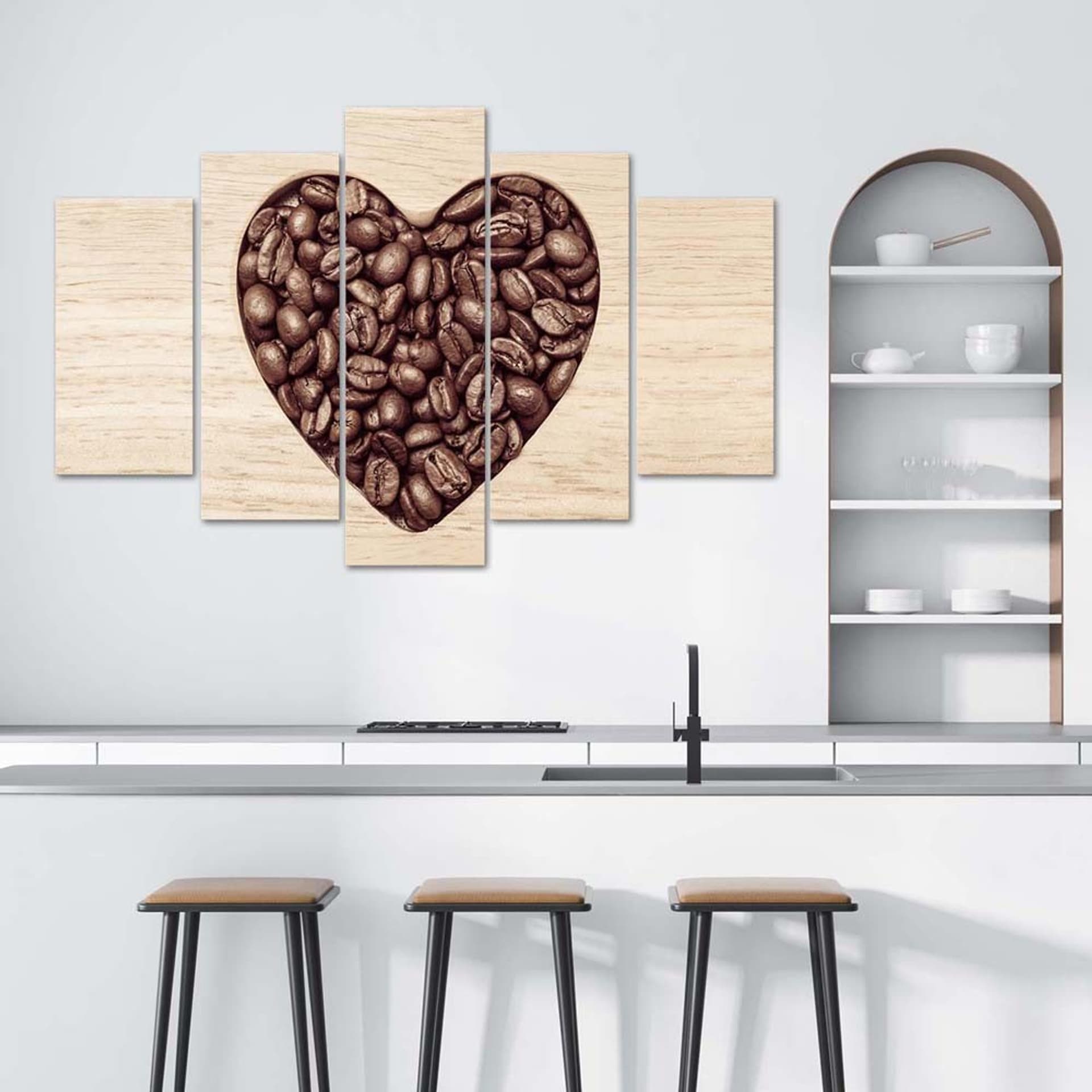 

Obraz pięcioczęściowy Deco Panel, Serce z ziaren kawy (Rozmiar 200x100)