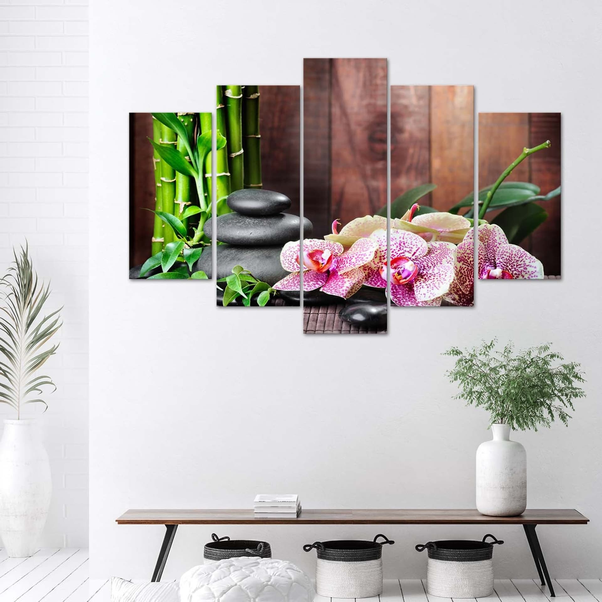 

Obraz pięcioczęściowy Deco Panel, Kompozycja zen z orchideą i bambusem (Rozmiar 100x70)