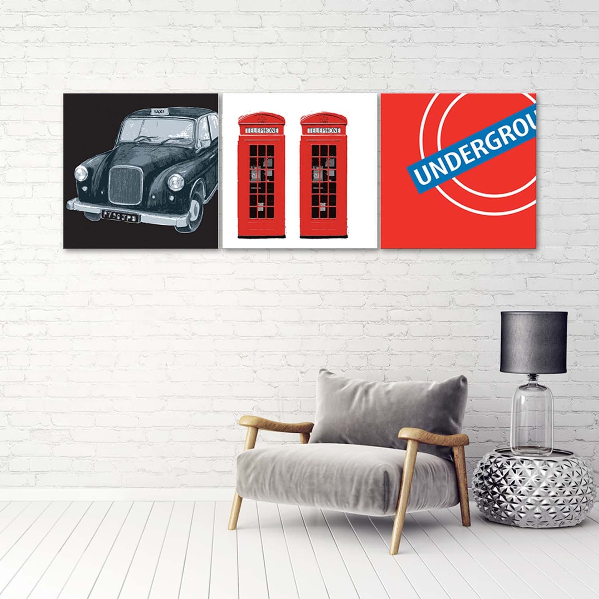

Zestaw obrazów Deco Panel, Symbole Wielkiej Brytanii (Rozmiar 150x50)