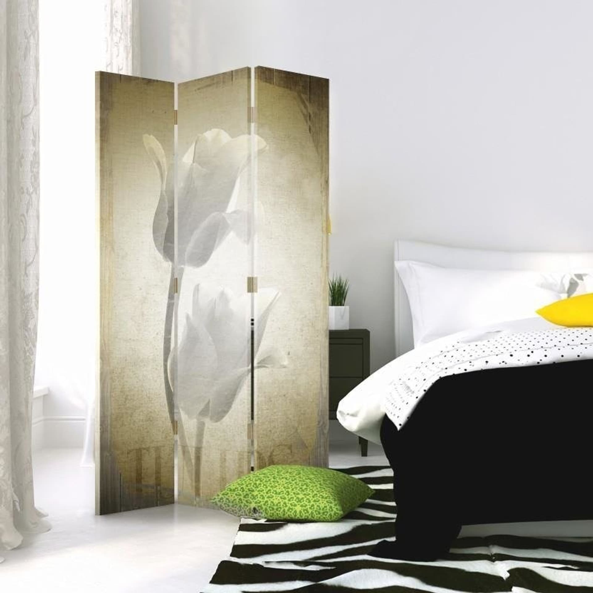 

Parawan dwustronny obrotowy, Tulipany w stylu retro (Rozmiar 110x170)