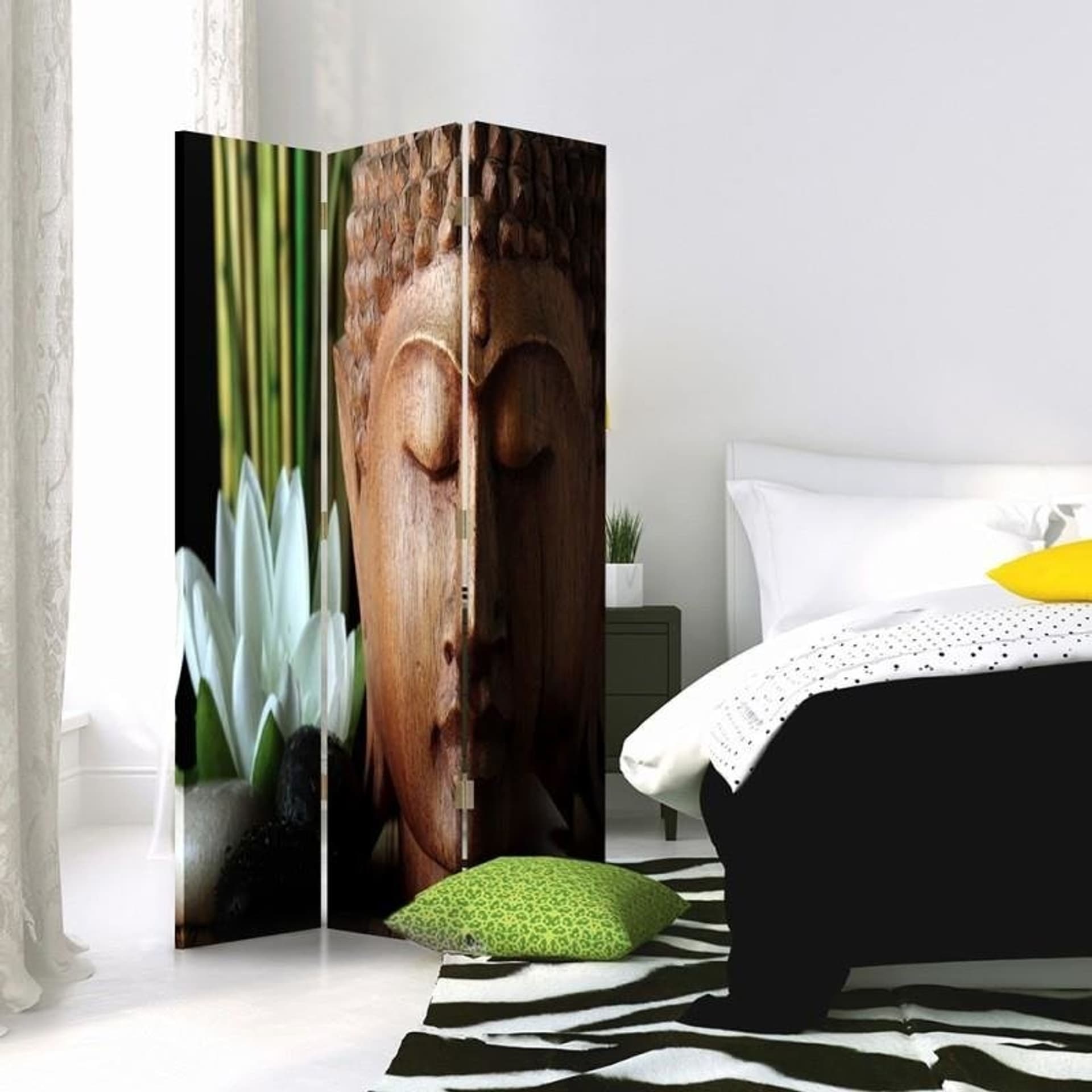 

Parawan dwustronny obrotowy, Budda w drewnie (Rozmiar 110x170)