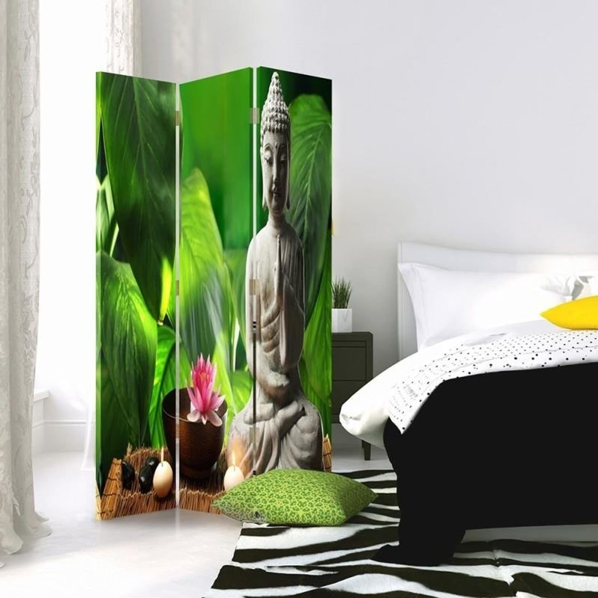 

Parawan dwustronny obrotowy, Budda na tle liści (Rozmiar 110x170)
