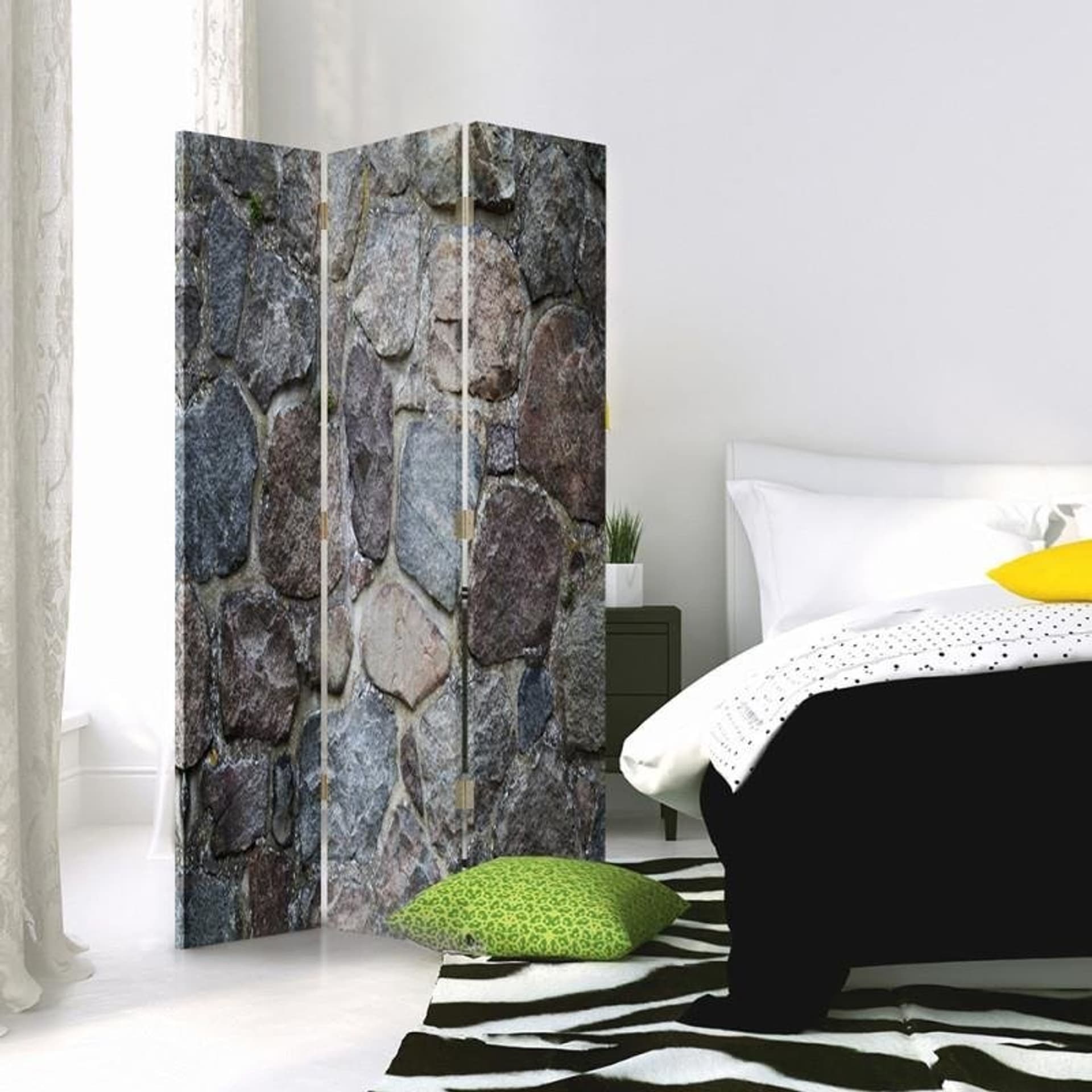 

Parawan dwustronny obrotowy, Kamienny mur (Rozmiar 110x170)