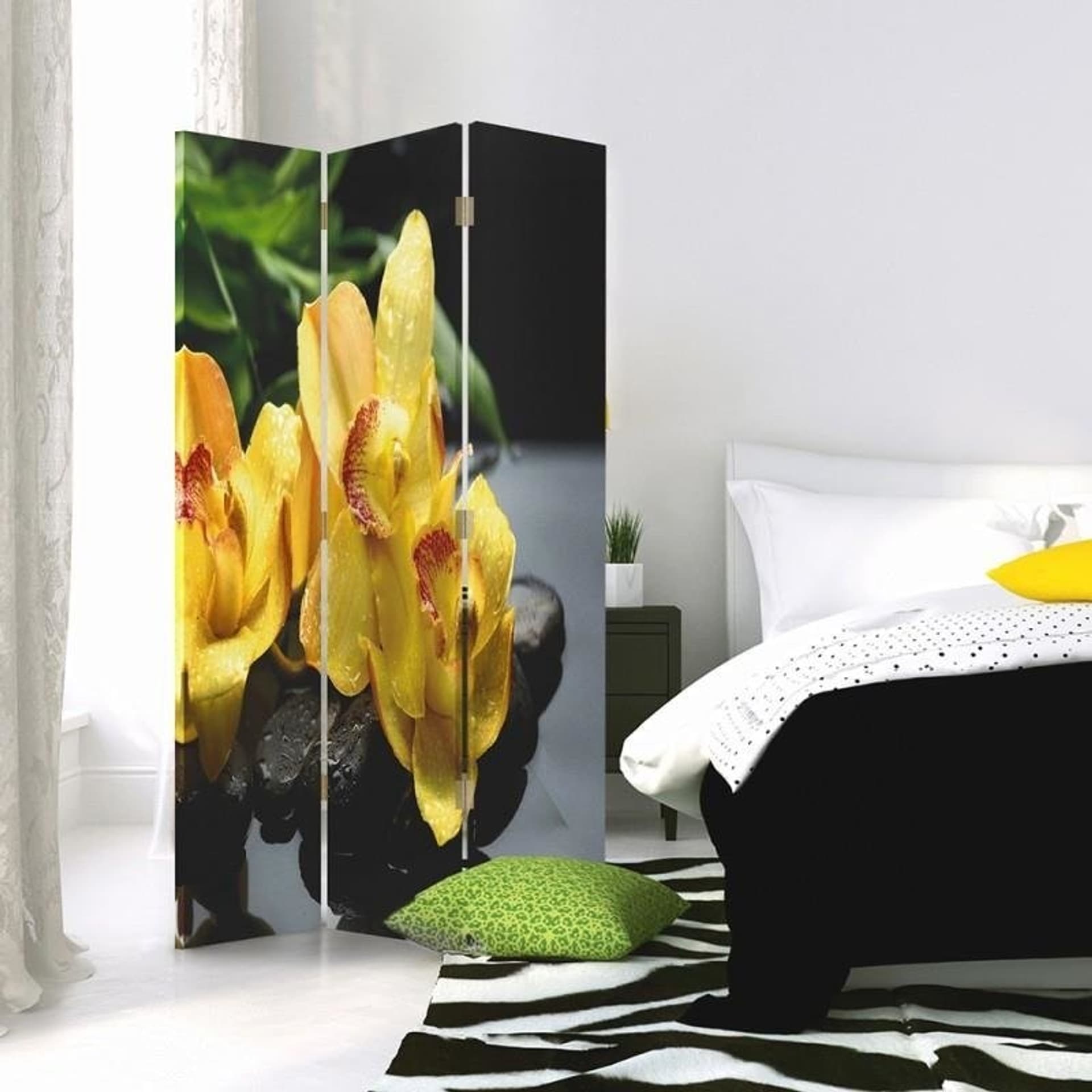 

Parawan dwustronny obrotowy, Czar żółtej orchidei (Rozmiar 110x170)