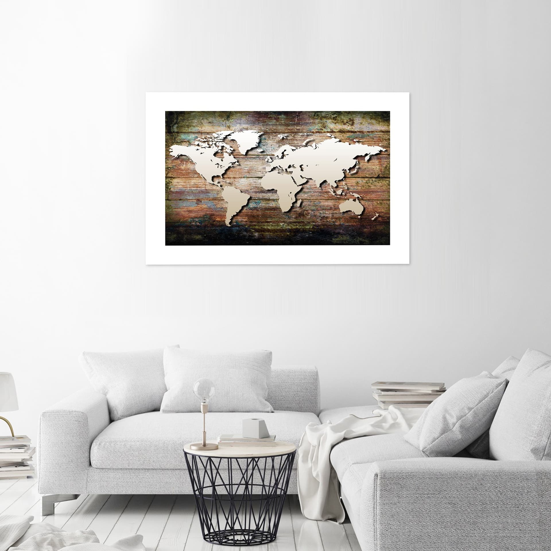 

Plakat, Mapa świata na starych deskach (Rozmiar 45x30)
