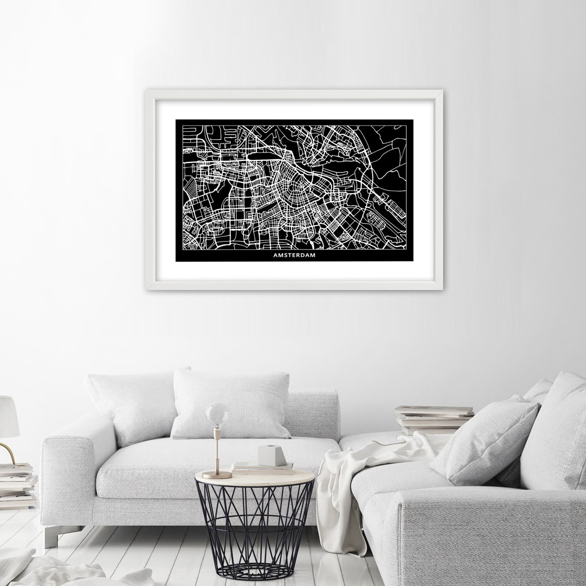 

Obraz w ramie, Plan miasta Amsterdam (Rozmiar 90x60)