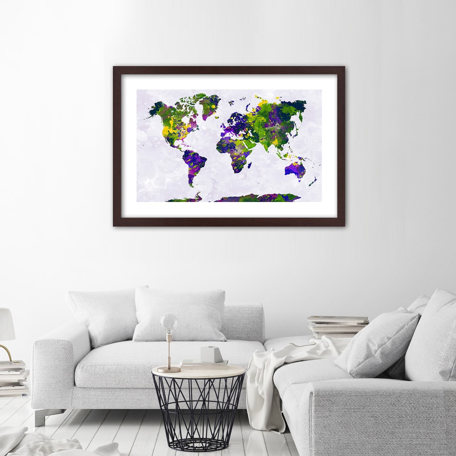 

Obraz w ramie, Malowana mapa świata (Rozmiar 60x40)