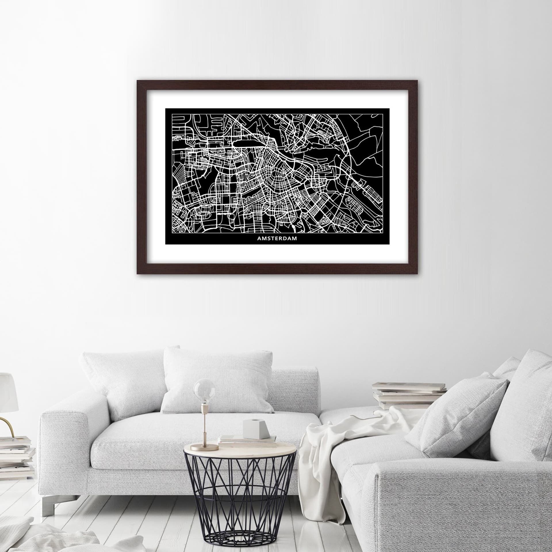 

Obraz w ramie, Plan miasta Amsterdam (Rozmiar 90x60)