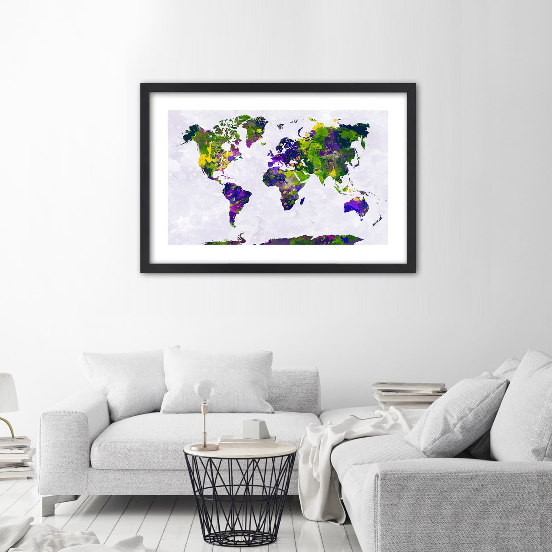 

Obraz w ramie, Malowana mapa świata (Rozmiar 60x40)