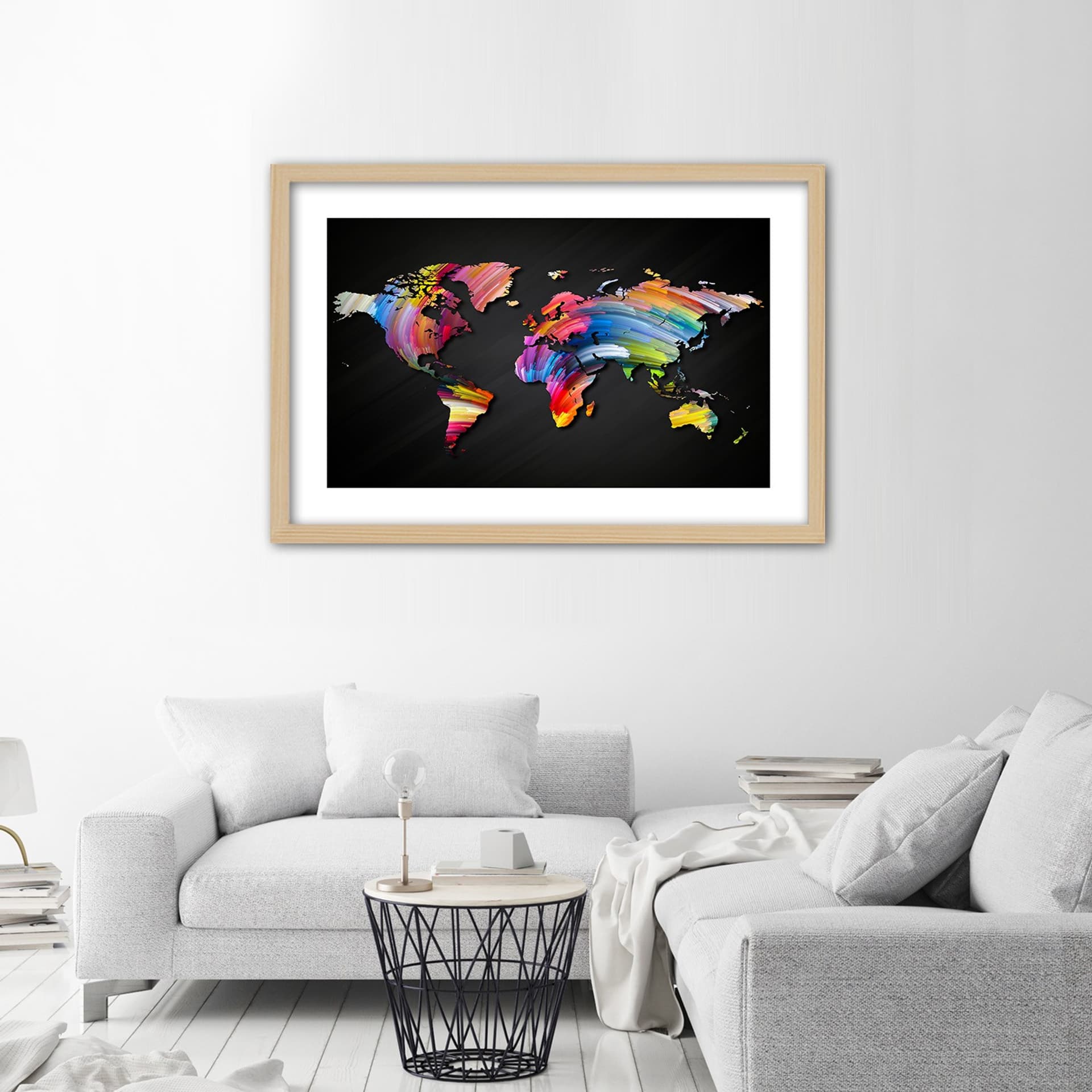 

Obraz w ramie, Mapa świata w różnych kolorach (Rozmiar 30x20)