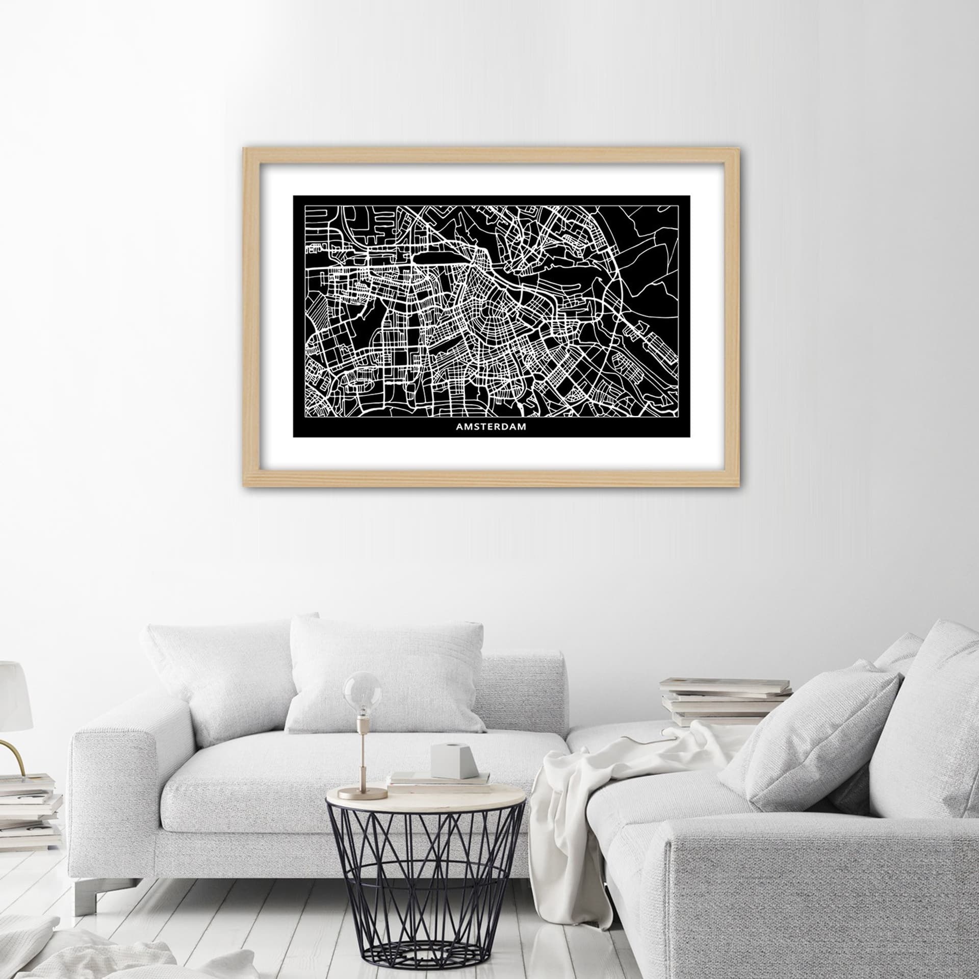 

Obraz w ramie, Plan miasta Amsterdam (Rozmiar 60x40)