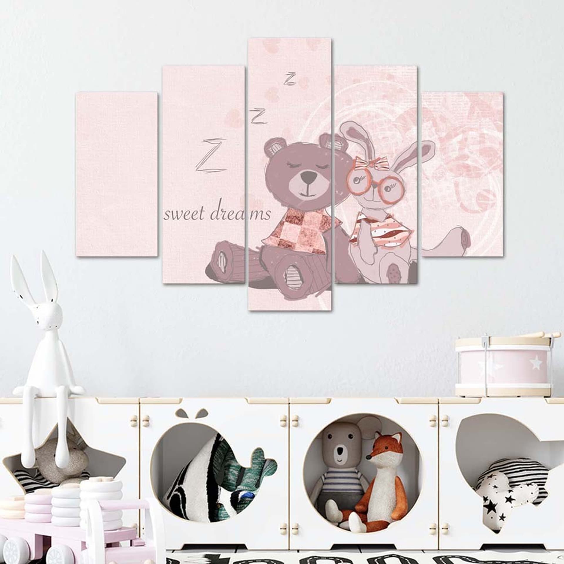 

Obraz pięcioczęściowy Deco Panel, Miś i zając (Rozmiar 200x100)