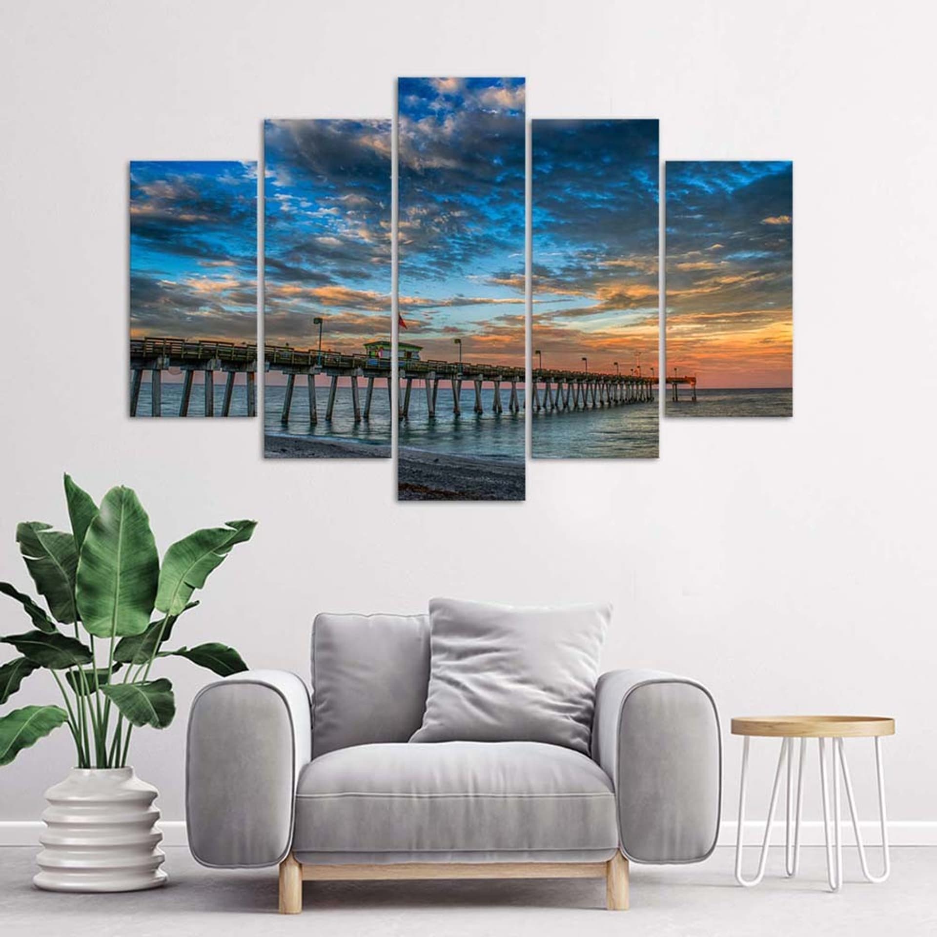 

Obraz pięcioczęściowy Deco Panel, Zachód słońca na molo (Rozmiar 200x100)