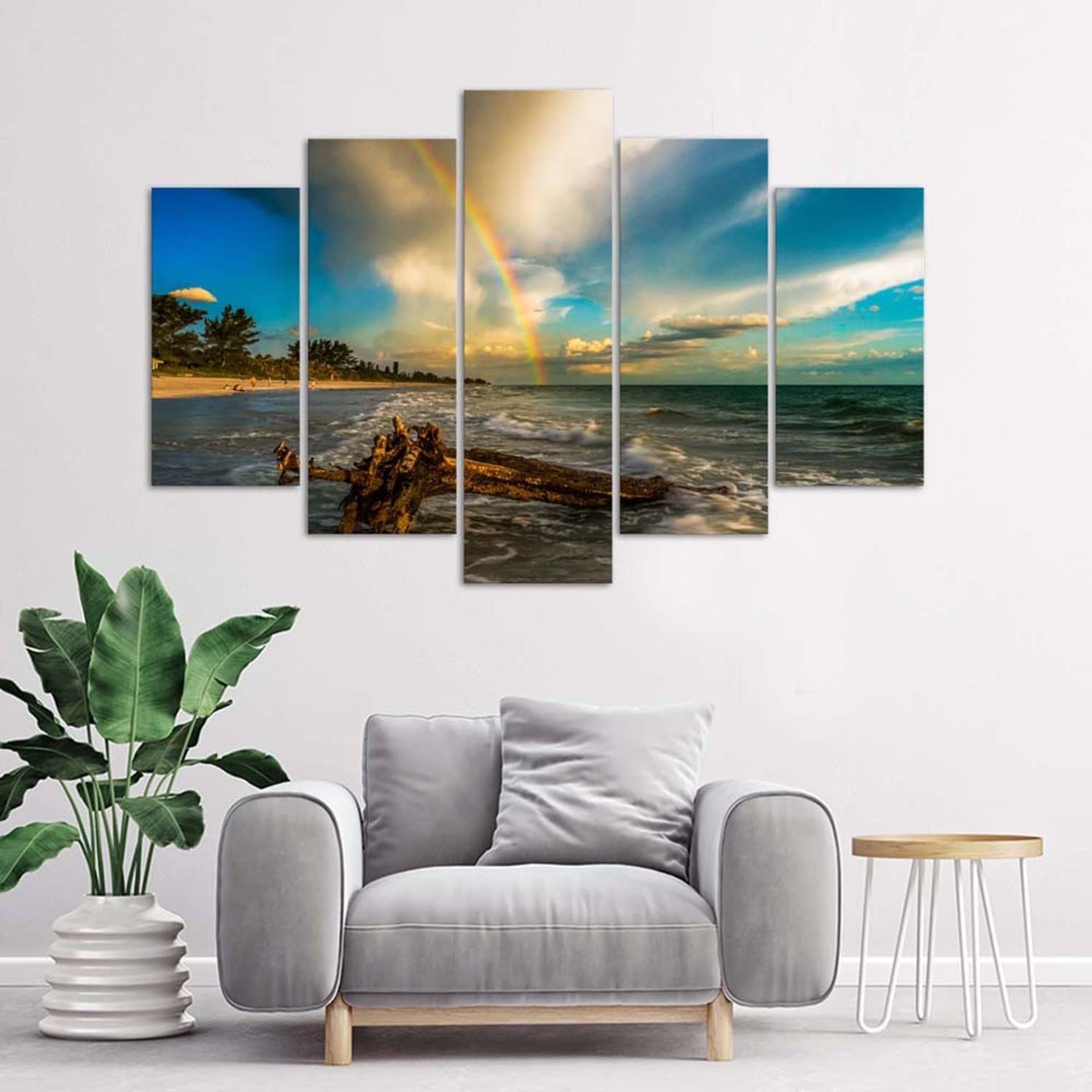 

Obraz pięcioczęściowy Deco Panel, Tęcza nad plażą (Rozmiar 200x100)