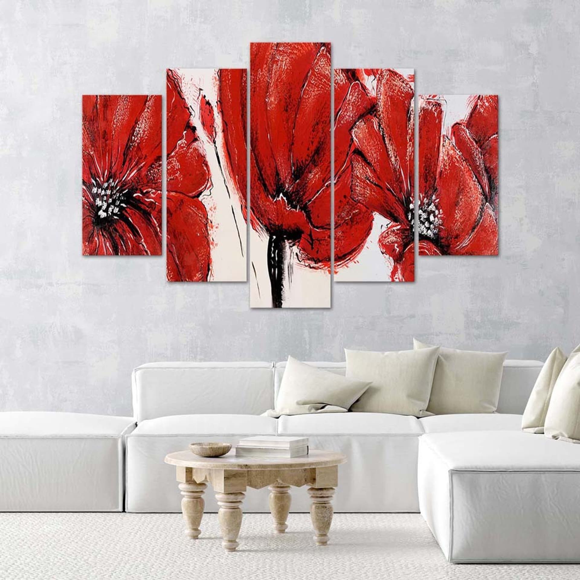 

Obraz pięcioczęściowy Deco Panel, Czerwone kwiaty (Rozmiar 100x70)