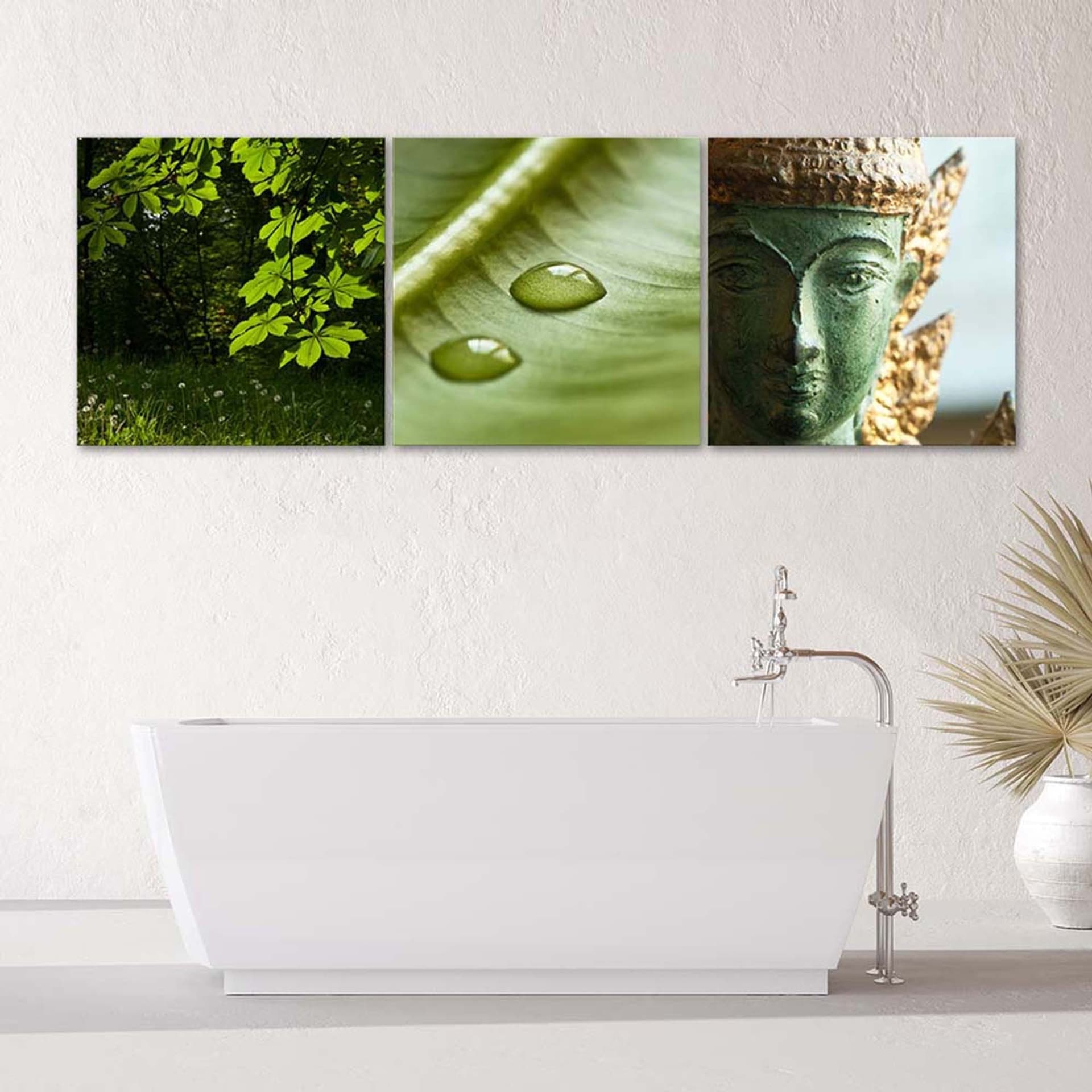 

Zestaw obrazów Deco Panel, Zielone liście i Budda (Rozmiar 150x50)