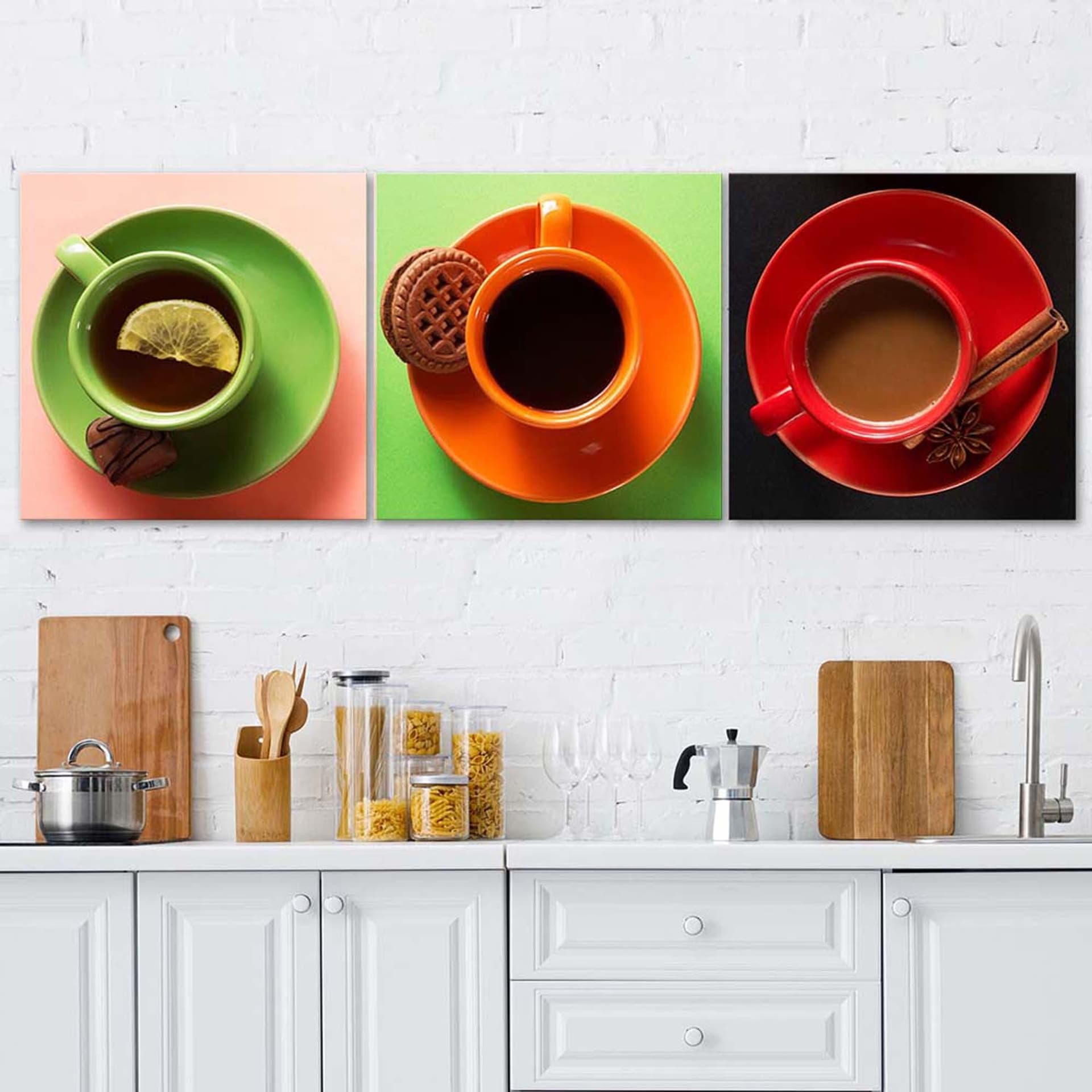 

Zestaw obrazów Deco Panel, Kolorowe filiżanki z kawą (Rozmiar 120x40)