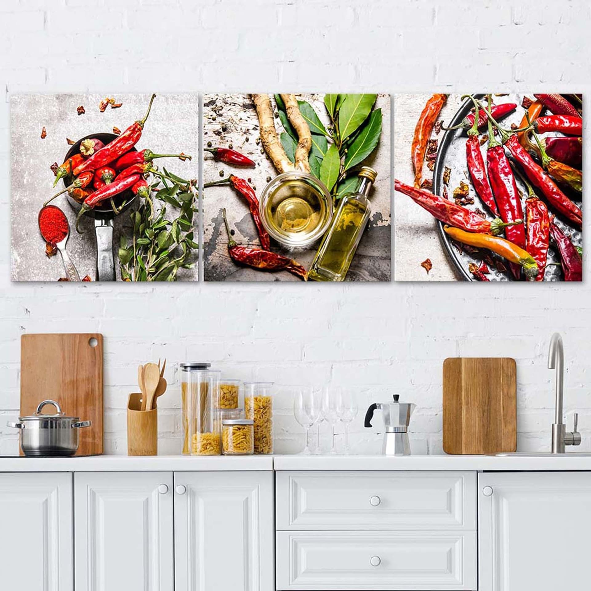 

Zestaw obrazów Deco Panel, Suszona czerwona papryka chili (Rozmiar 150x50)