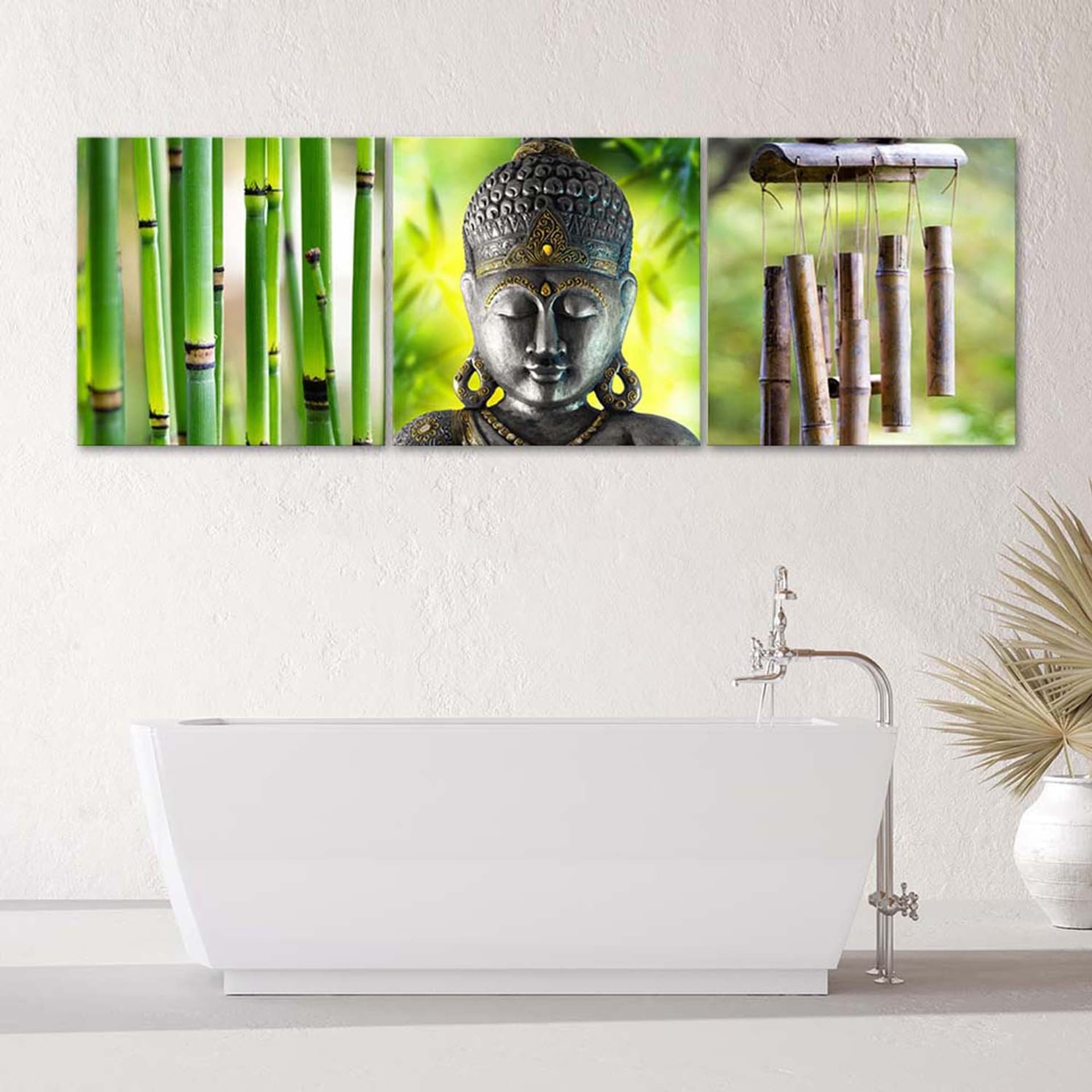 

Zestaw obrazów Deco Panel, Zielona kompozycja zen z Buddą i bambusem (Rozmiar 150x50)