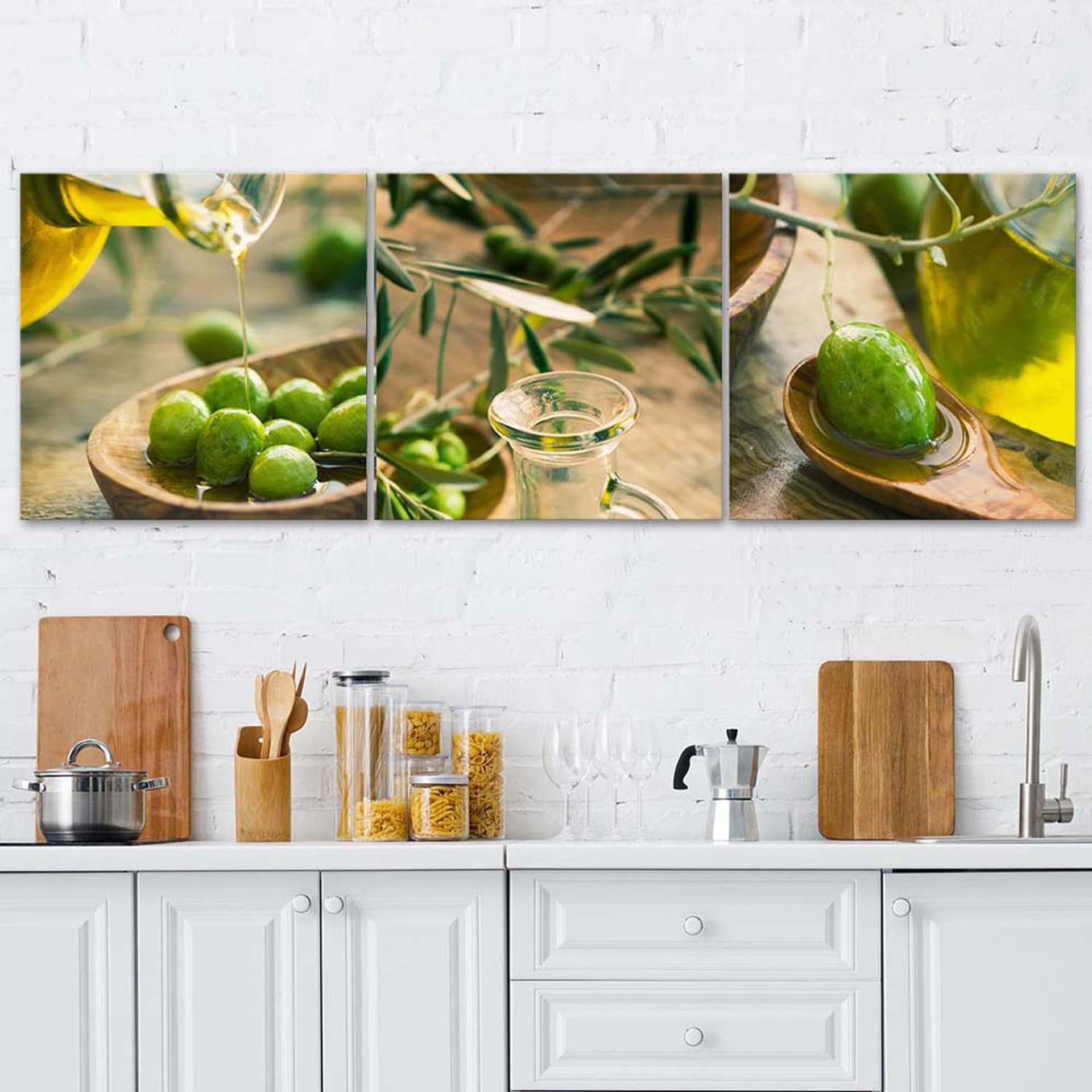 

Zestaw obrazów Deco Panel, Oliwa i zielone oliwki (Rozmiar 90x30)