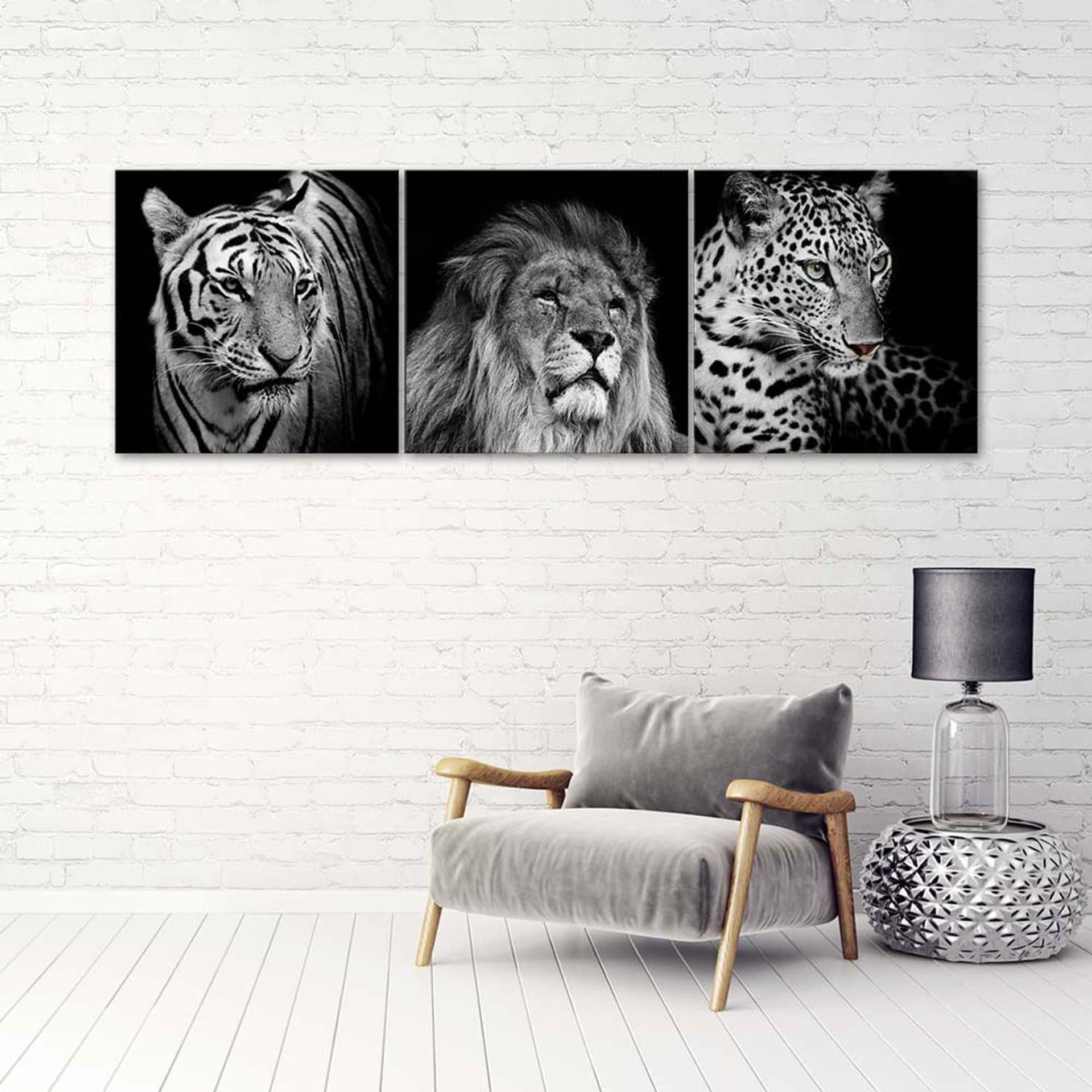 

Zestaw obrazów Deco Panel, Czarno-białe drapieżne zwierzęta (Rozmiar 90x30)