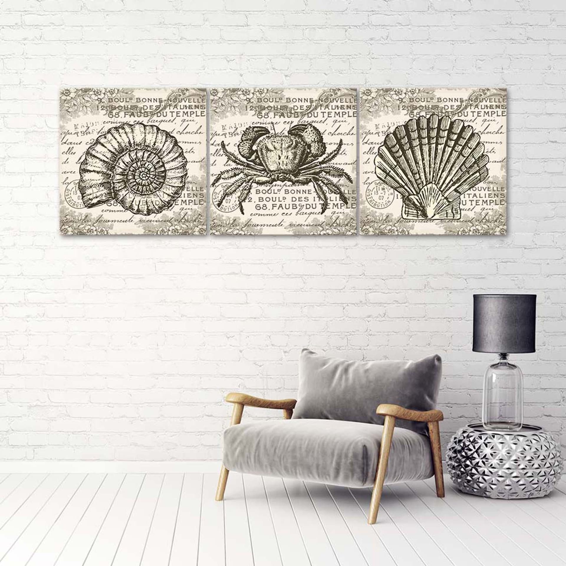 

Zestaw obrazów Deco Panel, Morskie stworzenia retro (Rozmiar 90x30)