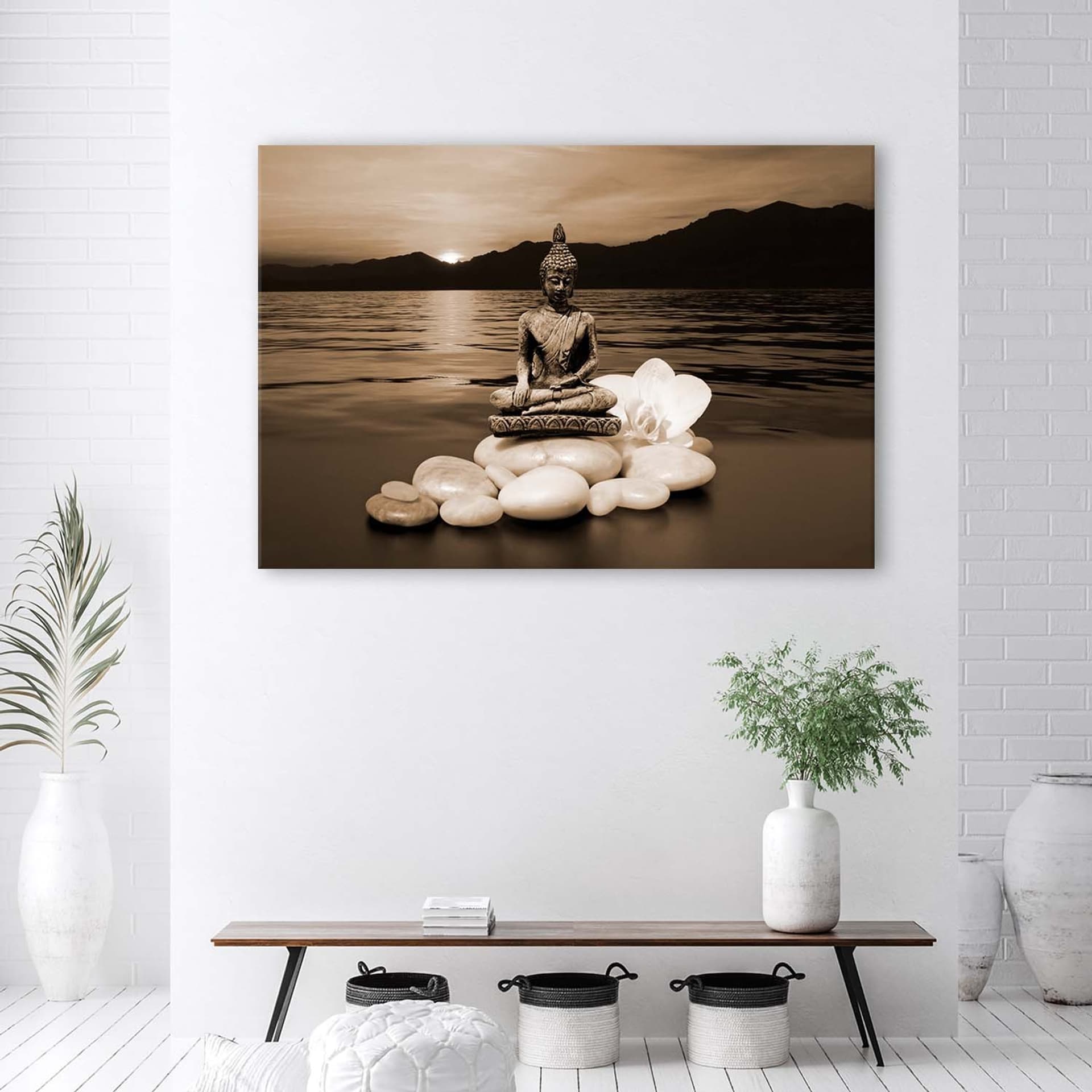 

Obraz Deco Panel, Budda na kamieniach - czarno-biały (Rozmiar 120x80)