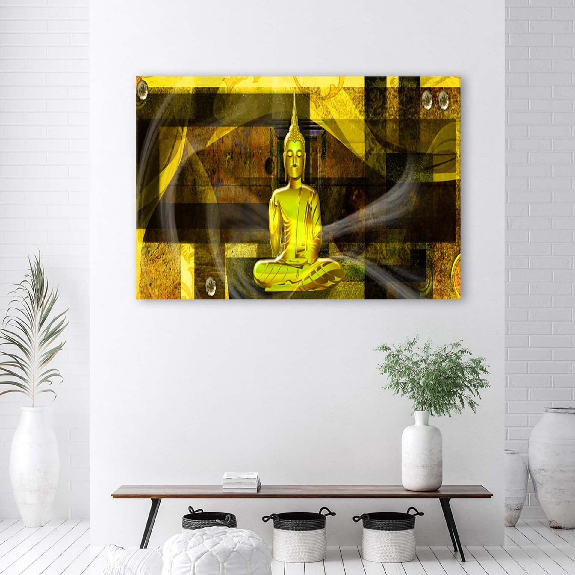 

Obraz Deco Panel, Figura Buddy na geometrycznym tle (Rozmiar 60x40)