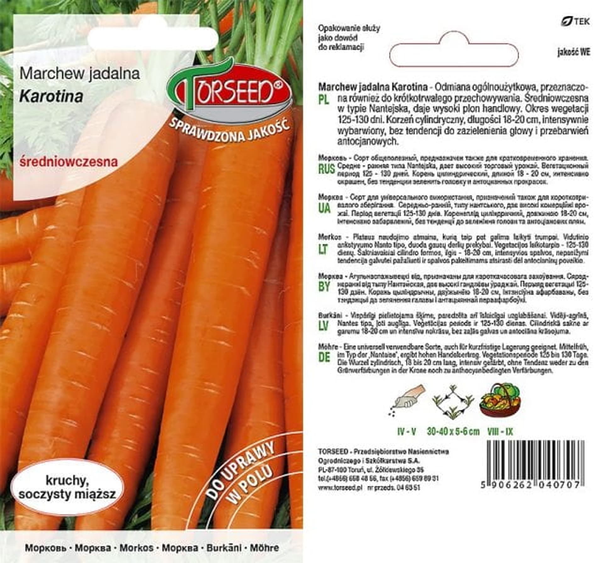 Nasiona Marchew Karotina Torseed 3g