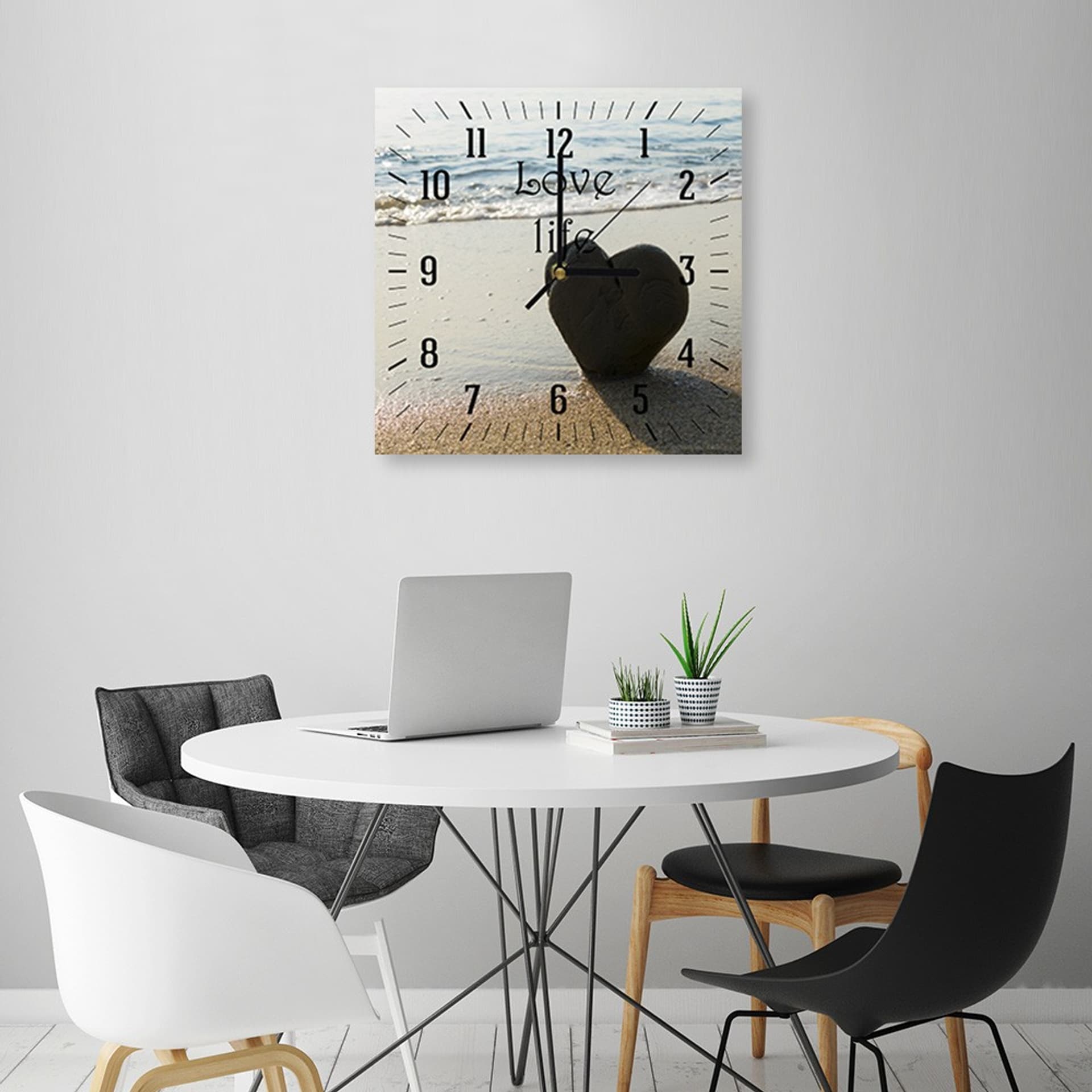 

Obraz z zegarem, Serce na plaży (Rozmiar 40x40)