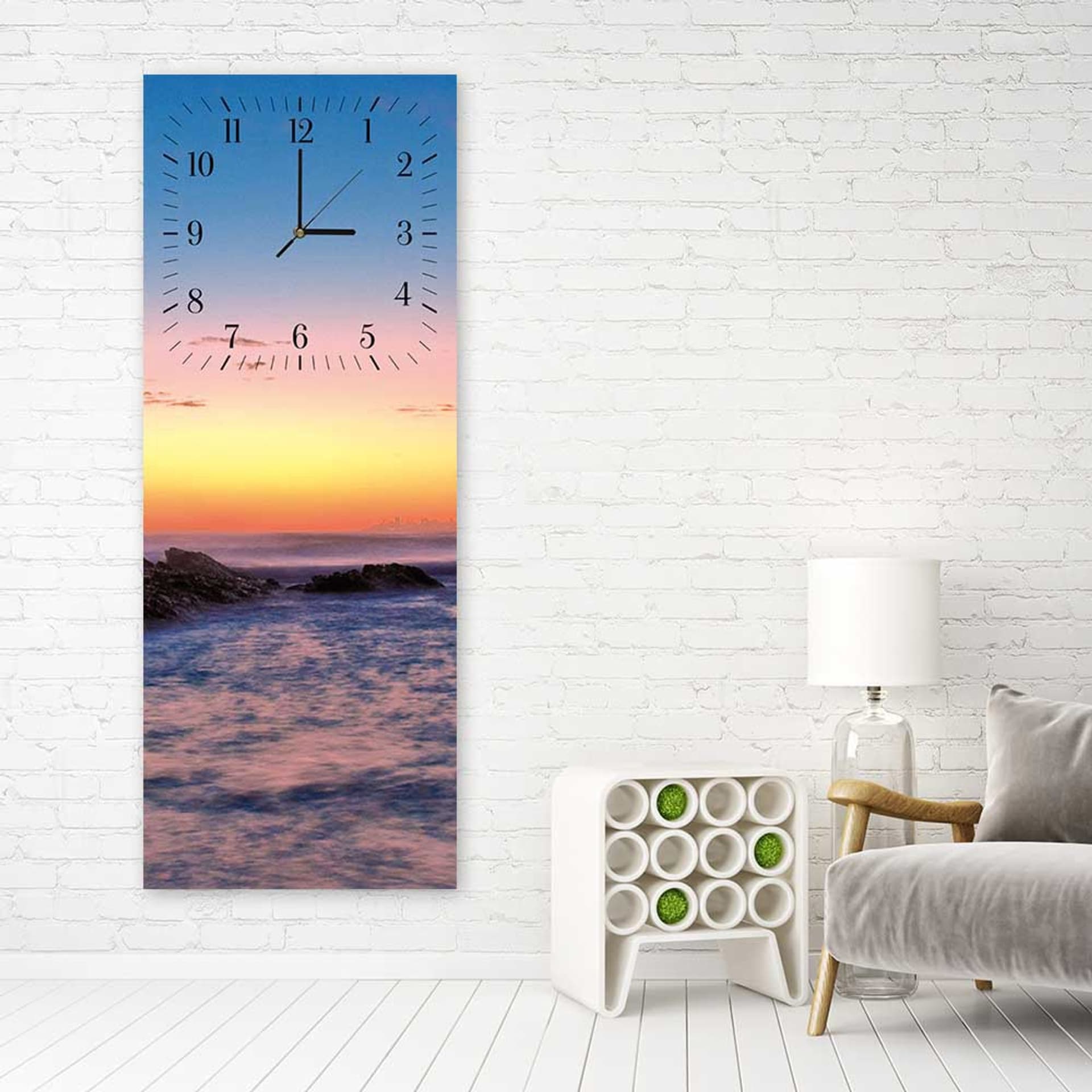 

Obraz z zegarem, Skały o zachodzie słońca (Rozmiar 30x90)