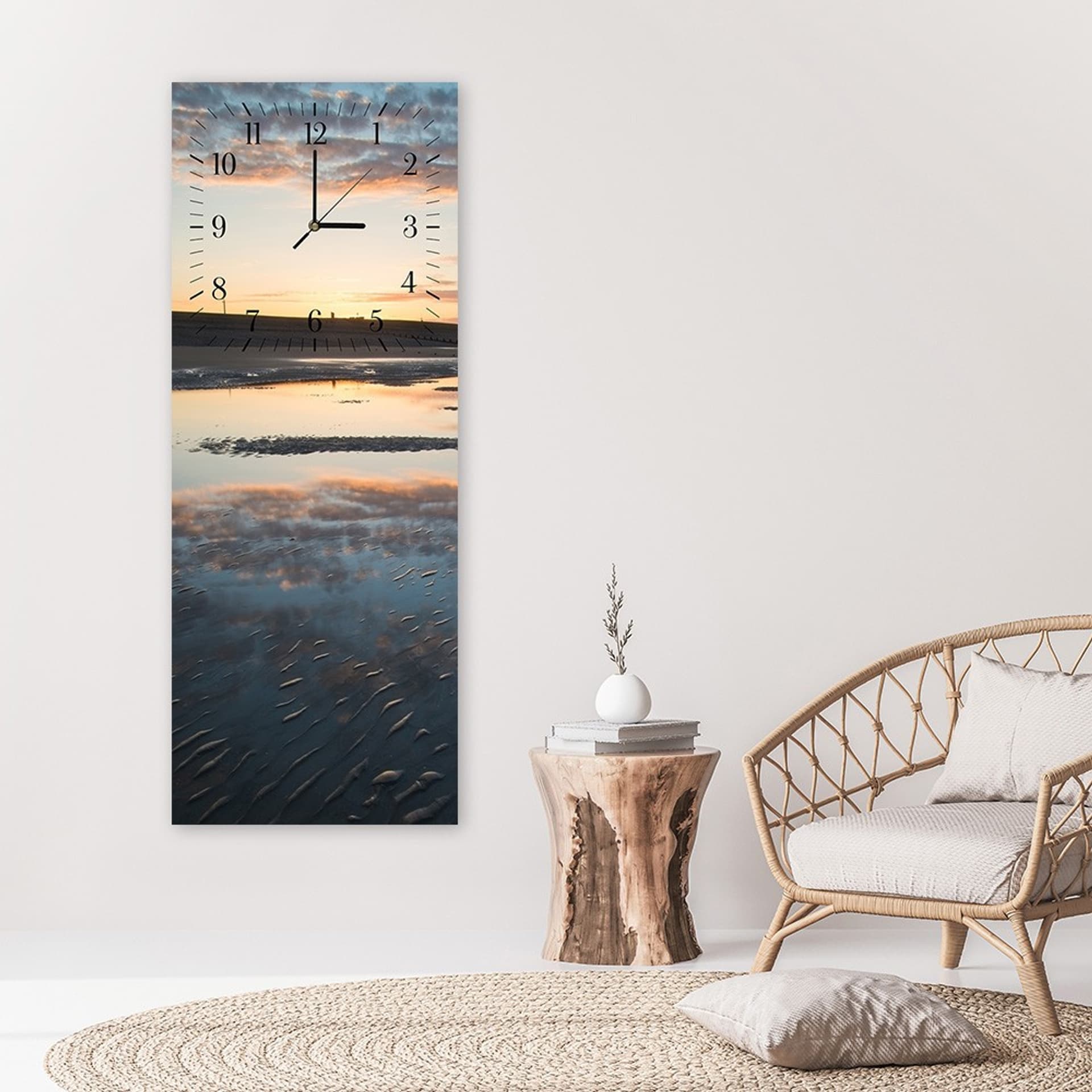 

Obraz z zegarem, Zalana plaża (Rozmiar 25x65)