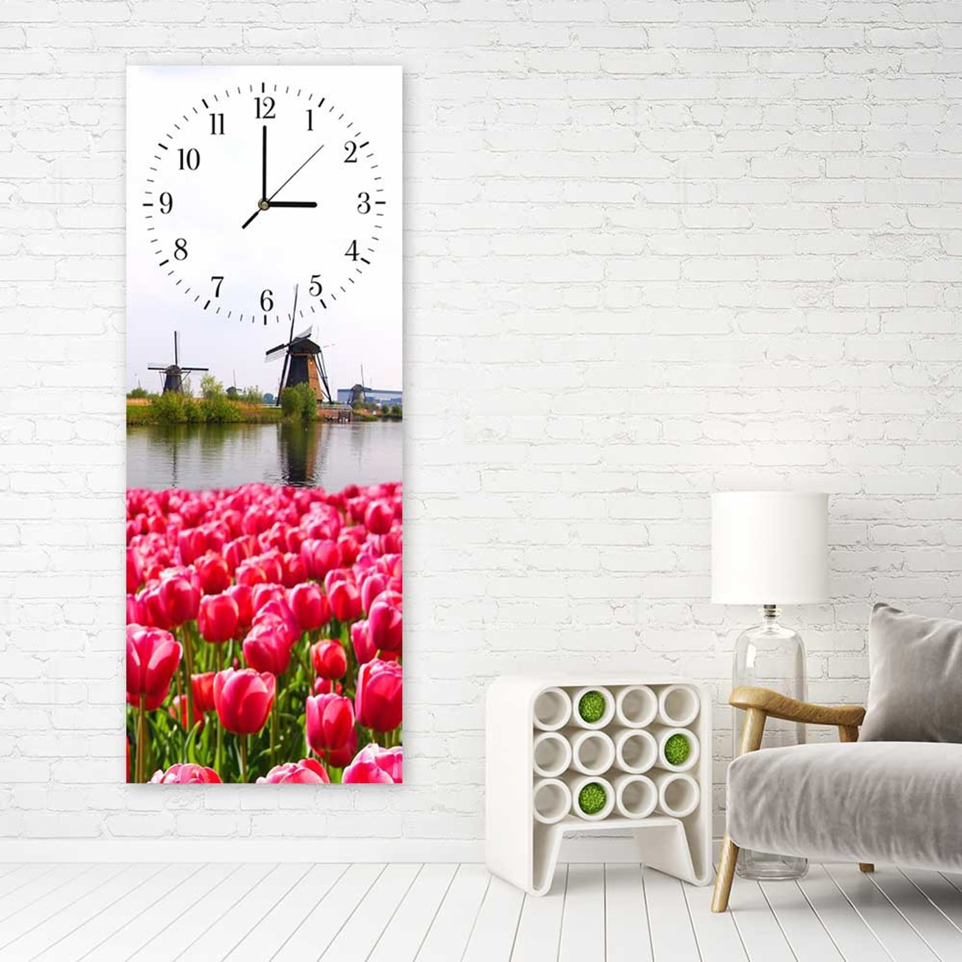 

Obraz z zegarem, Holenderski krajobraz (Rozmiar 30x90)