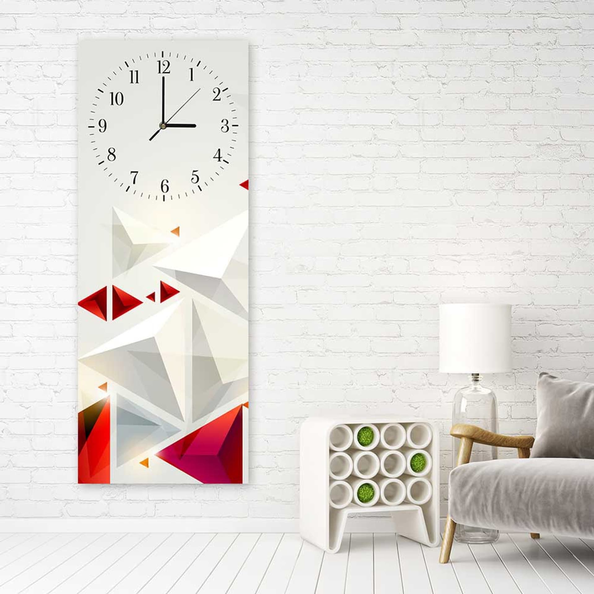 

Obraz z zegarem, Abstrakcja trójkąty (Rozmiar 40x118)