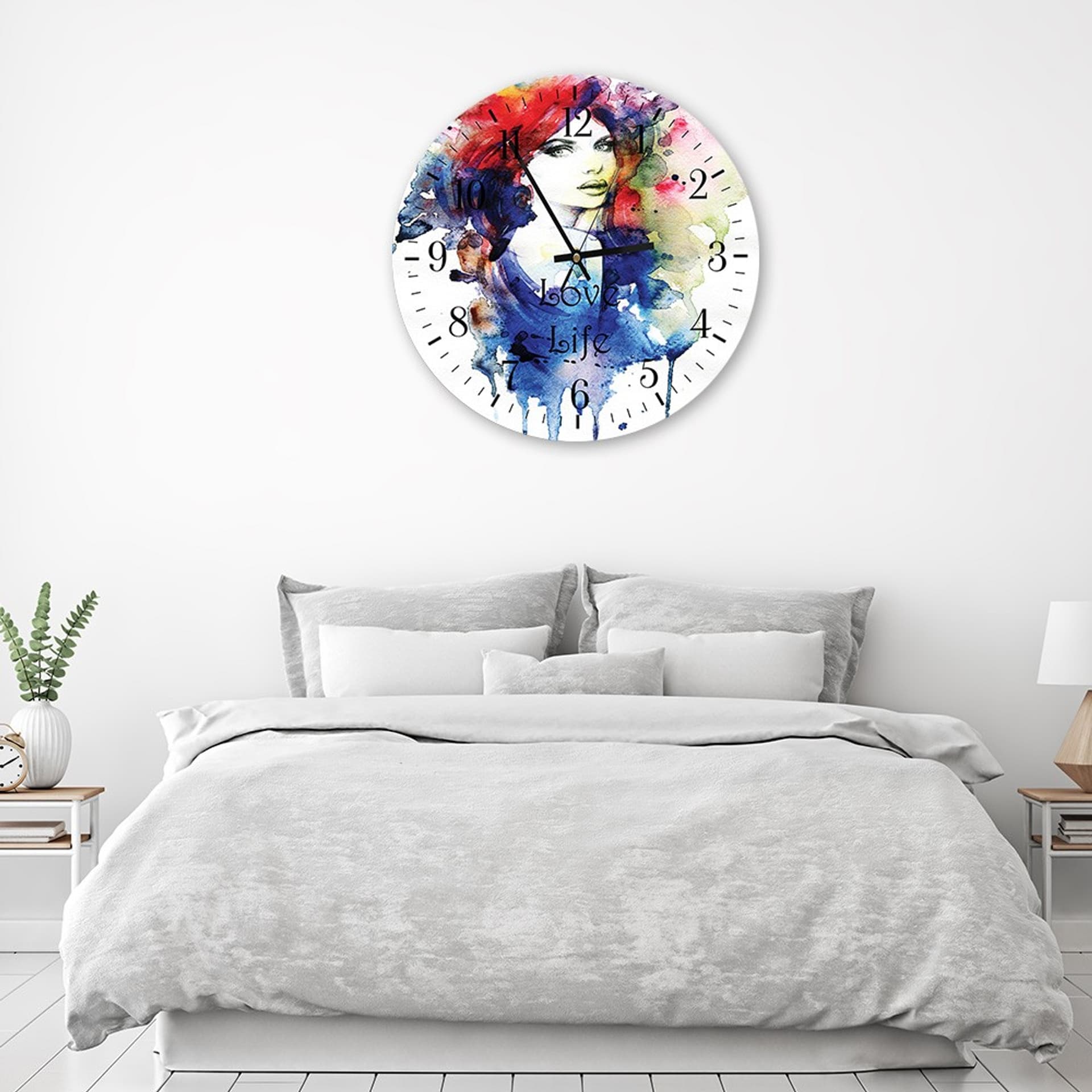 

Obraz z zegarem, Love life watercolor (Rozmiar 80x80)