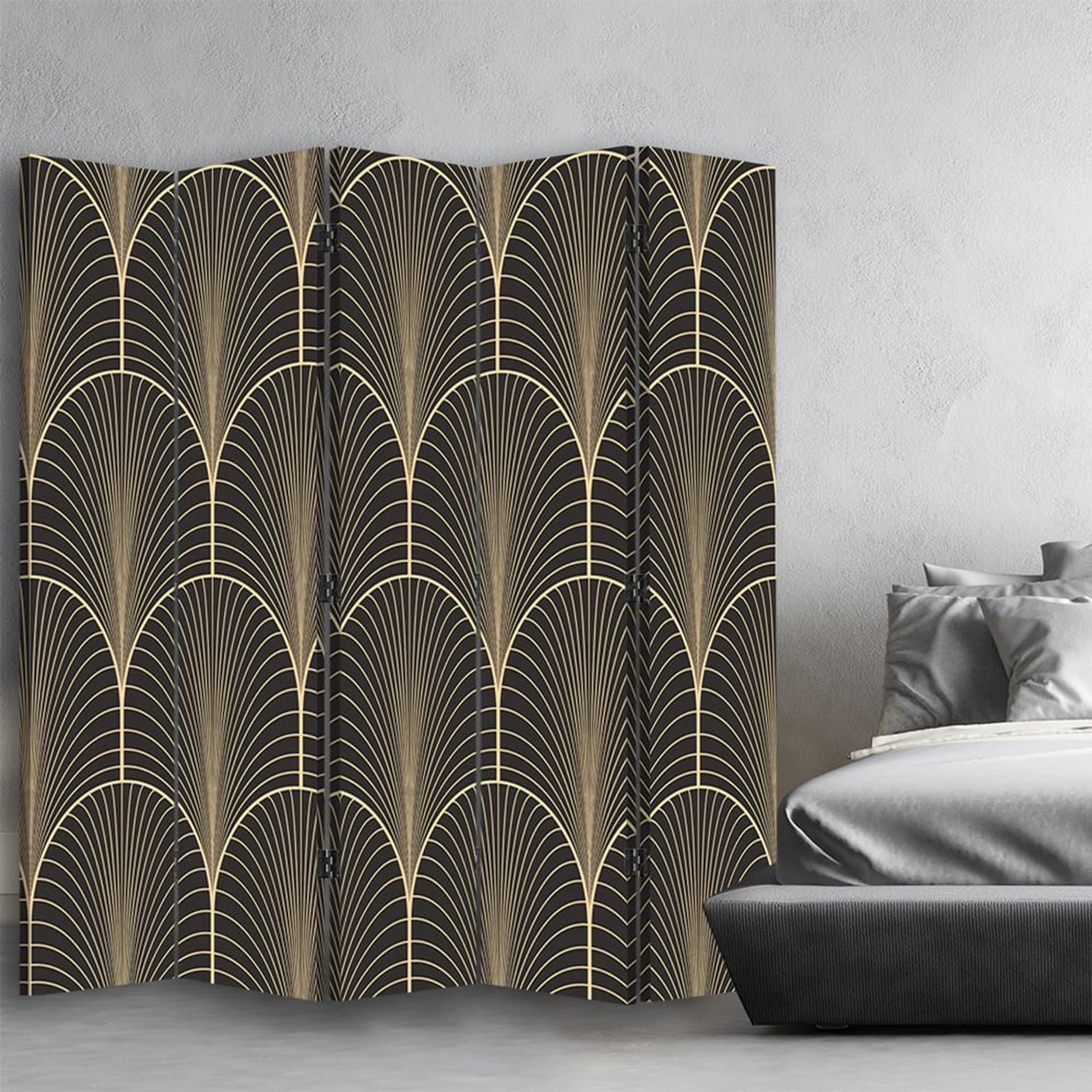 

Parawan dwustronny obrotowy, Geometryczna abstrakcja w stylu glamour (Rozmiar 180x170)