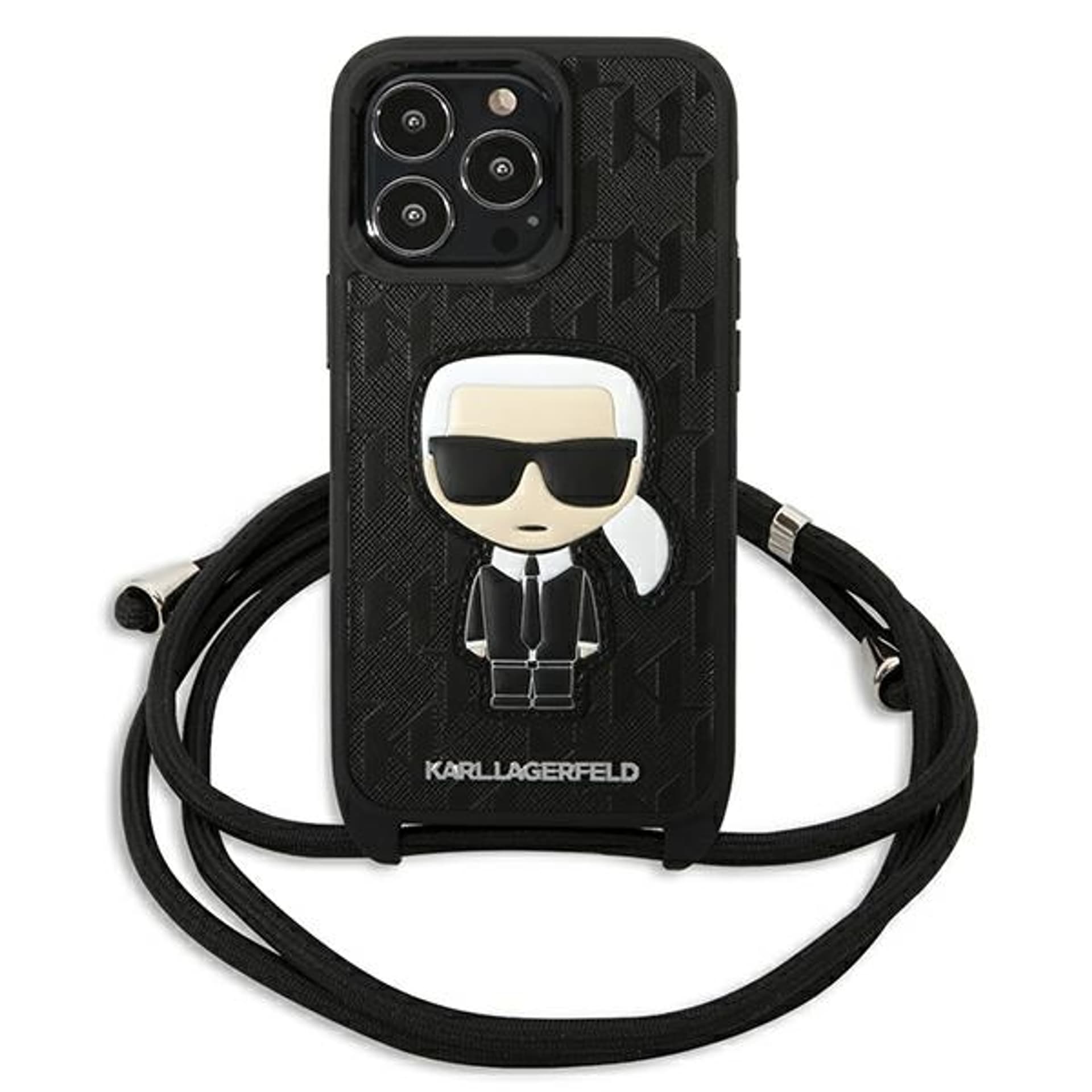 

Karl Lagerfeld KLHCP13XCMNIPK iPhone 13 Pro Max 6,7" hardcase czarny/black Leather Monogram Patch and Cord Iconik