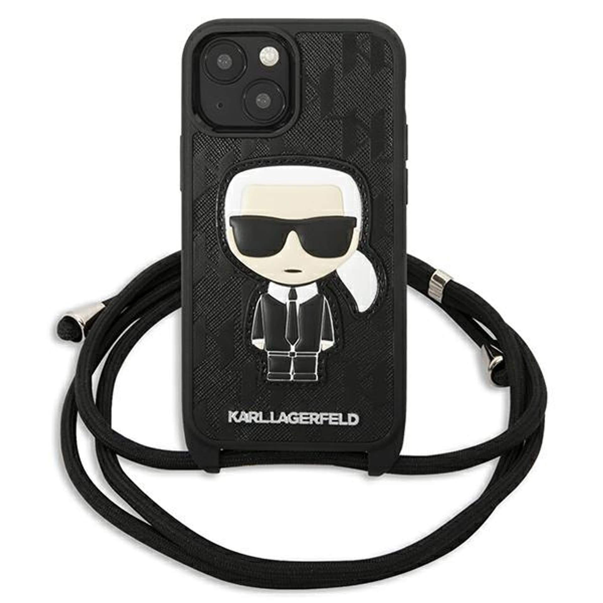 

Karl Lagerfeld KLHCP13MCMNIPK iPhone 13 6,1" hardcase czarny/black Leather Monogram Patch and Cord Iconik