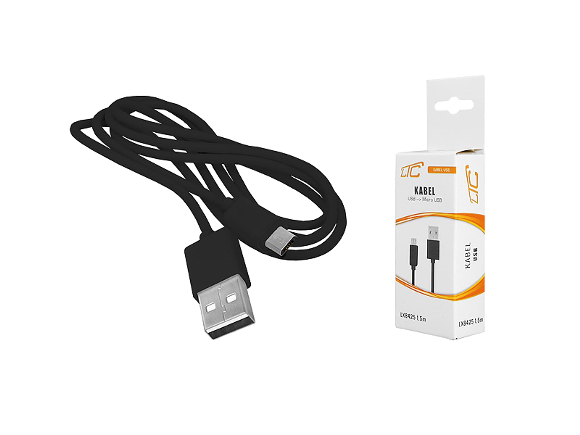 

PS Kabel USB-micro USB 1,5m, czarny, HQ. (1LM)