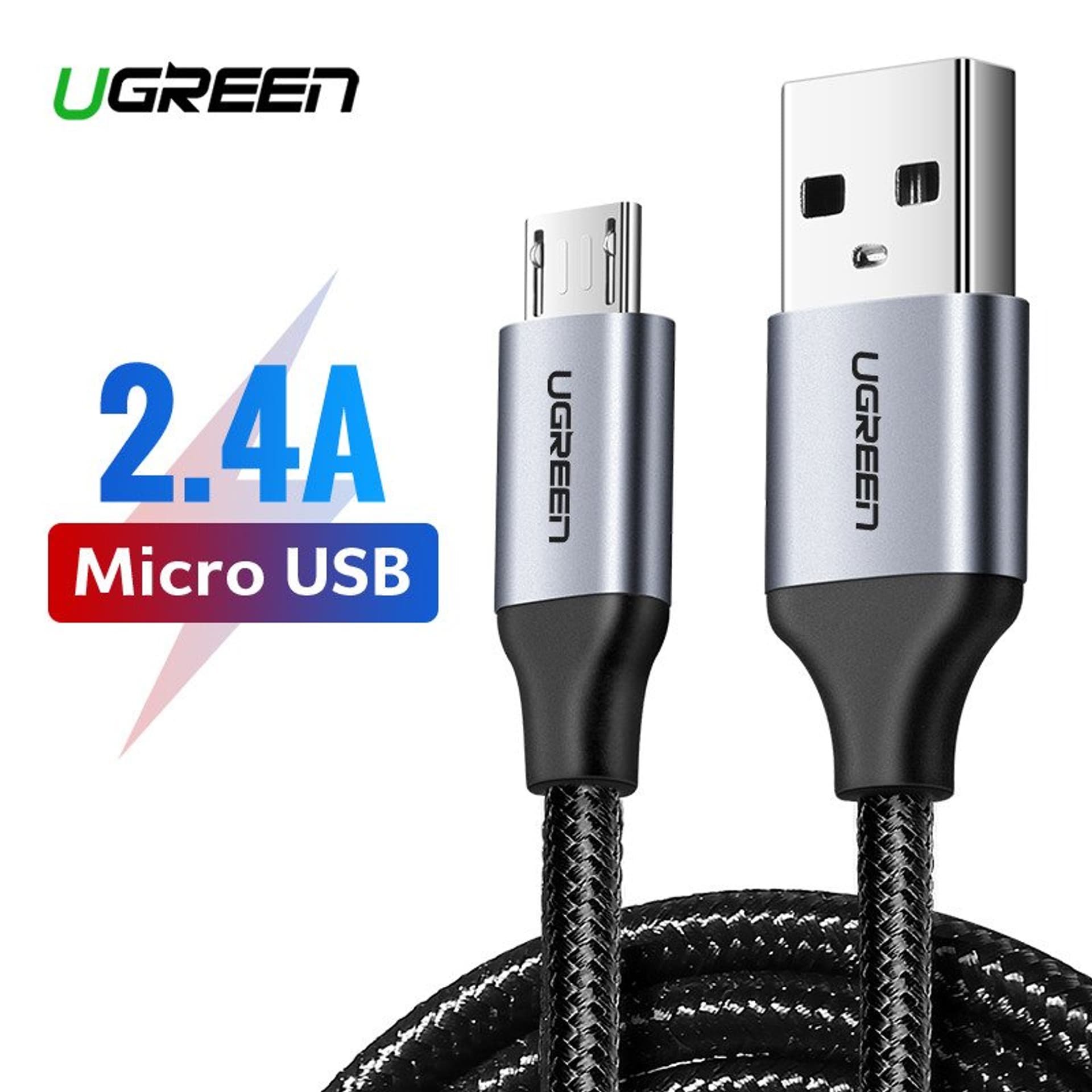 

Kabel USB do Micro USB UGREEN QC 3.0 2.4A 0.25m (czarny)