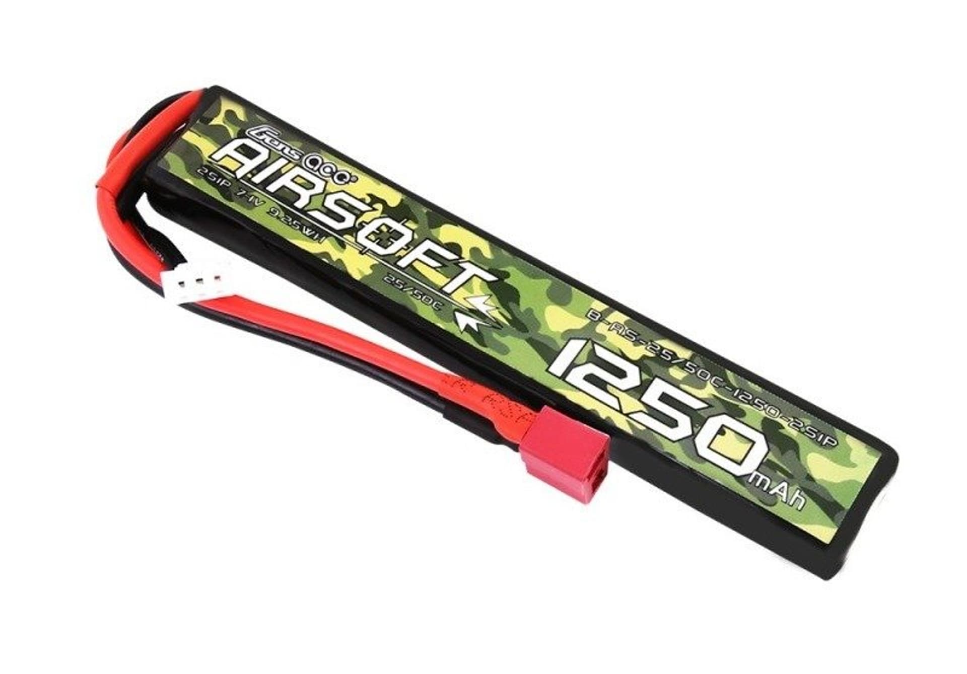 

Akumulator Gens Ace 25/50C 1250mAh 2S1P 7.4V T-Plug, do broni Airsoft