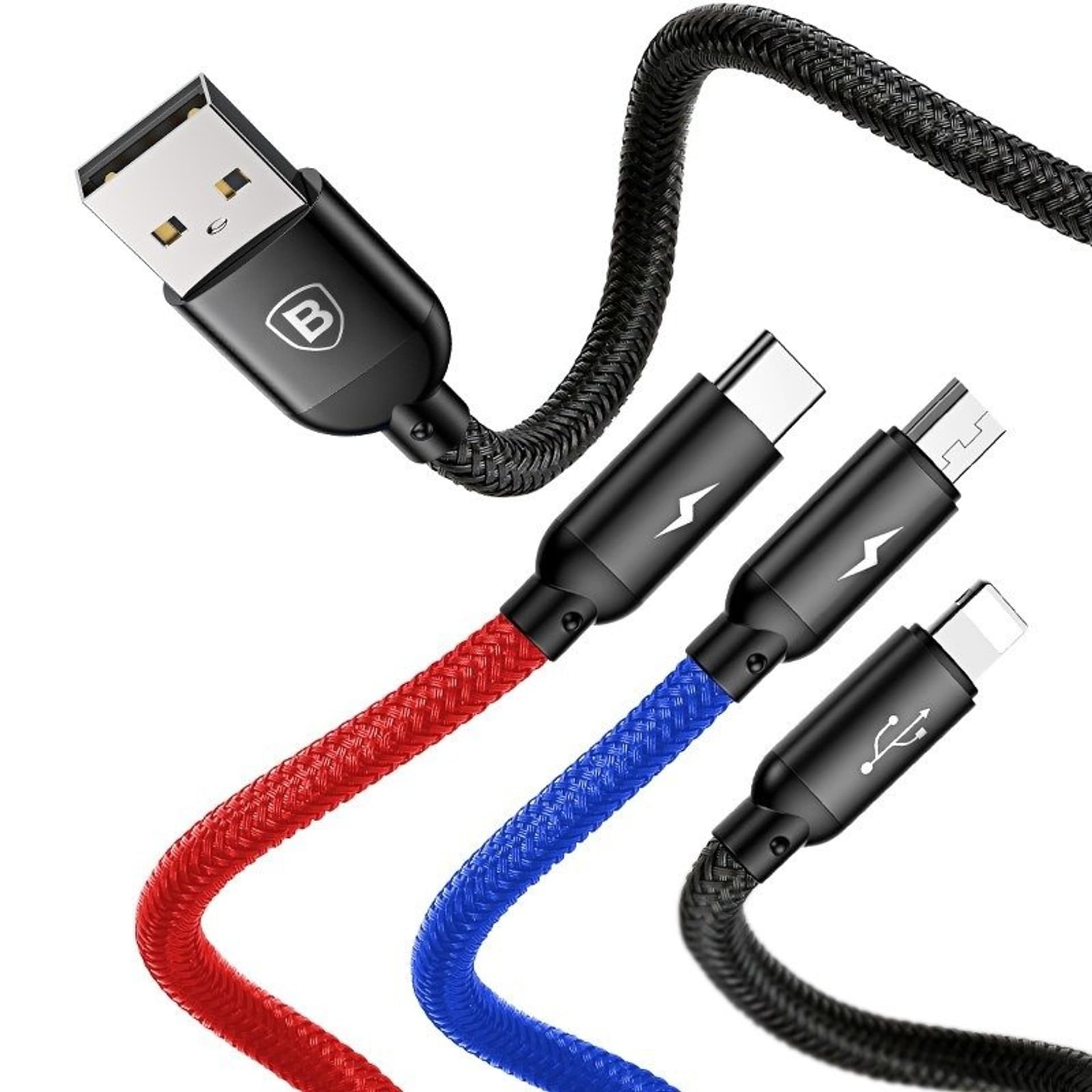 

Kabel USB Baseus 3w1 USB-C / Lightning / Micro 3A 1.2m (czarny)