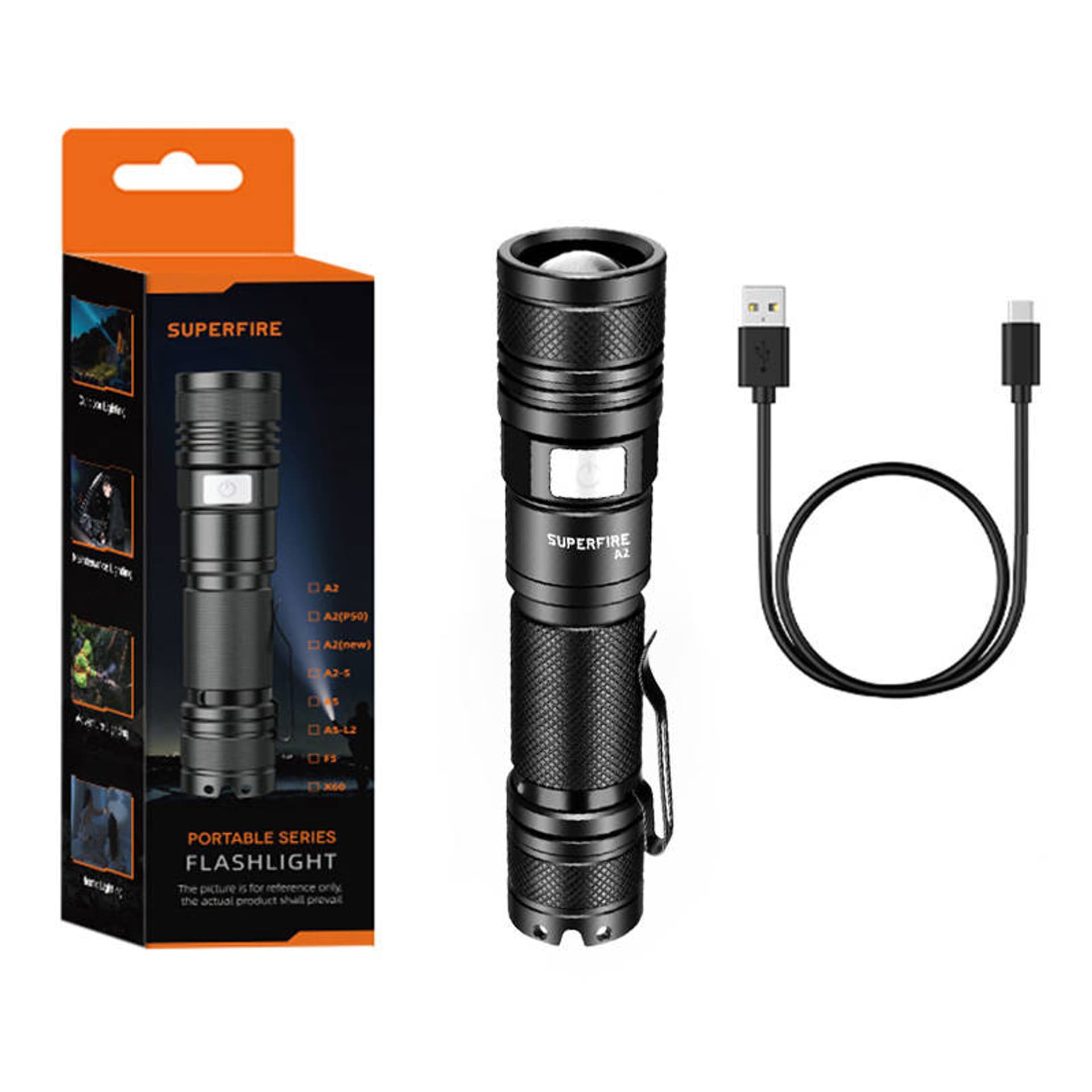 

Latarka Superfire A2, 650lm, USB