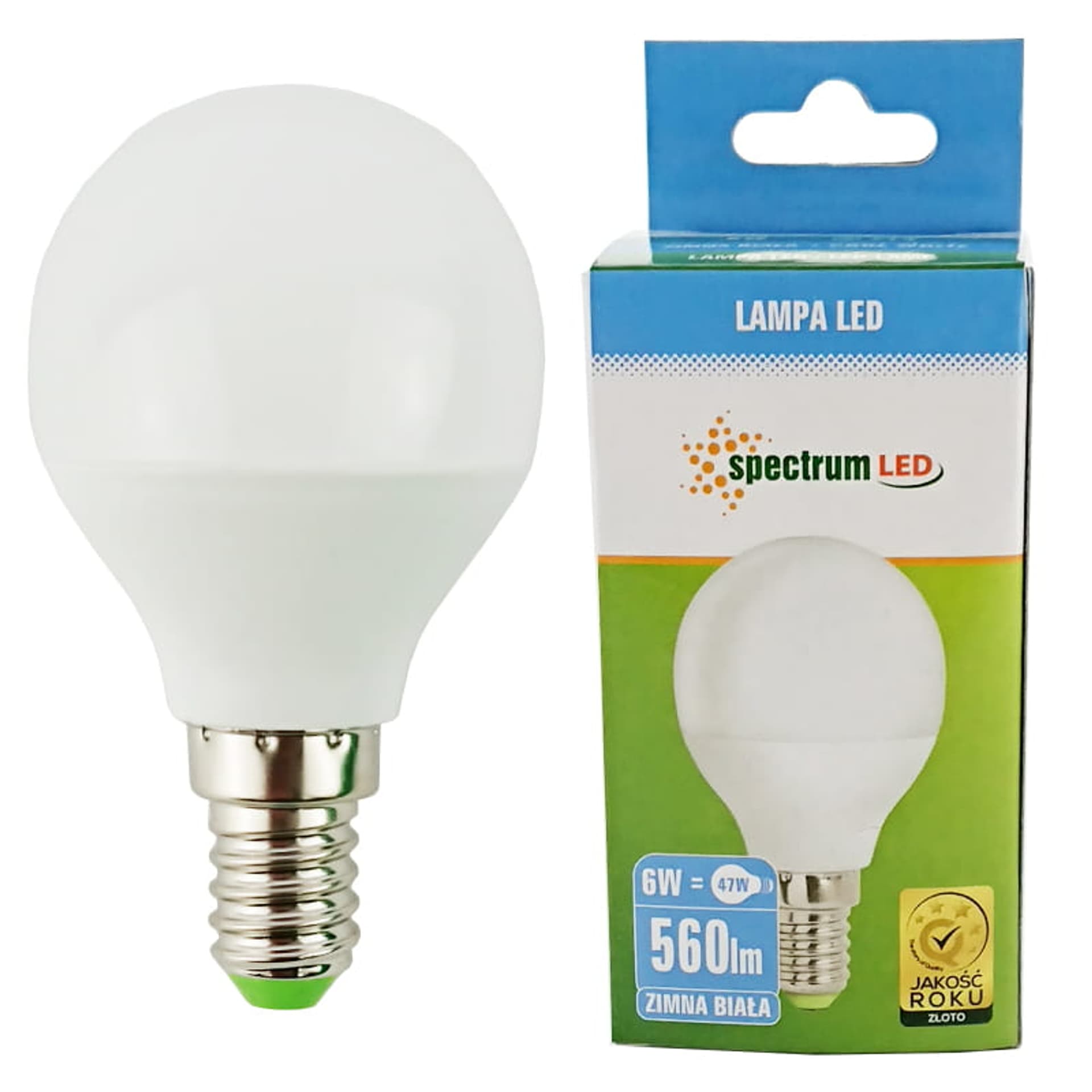 

Żarówka LED 6W zimna biała E14 kulka WOJ13023