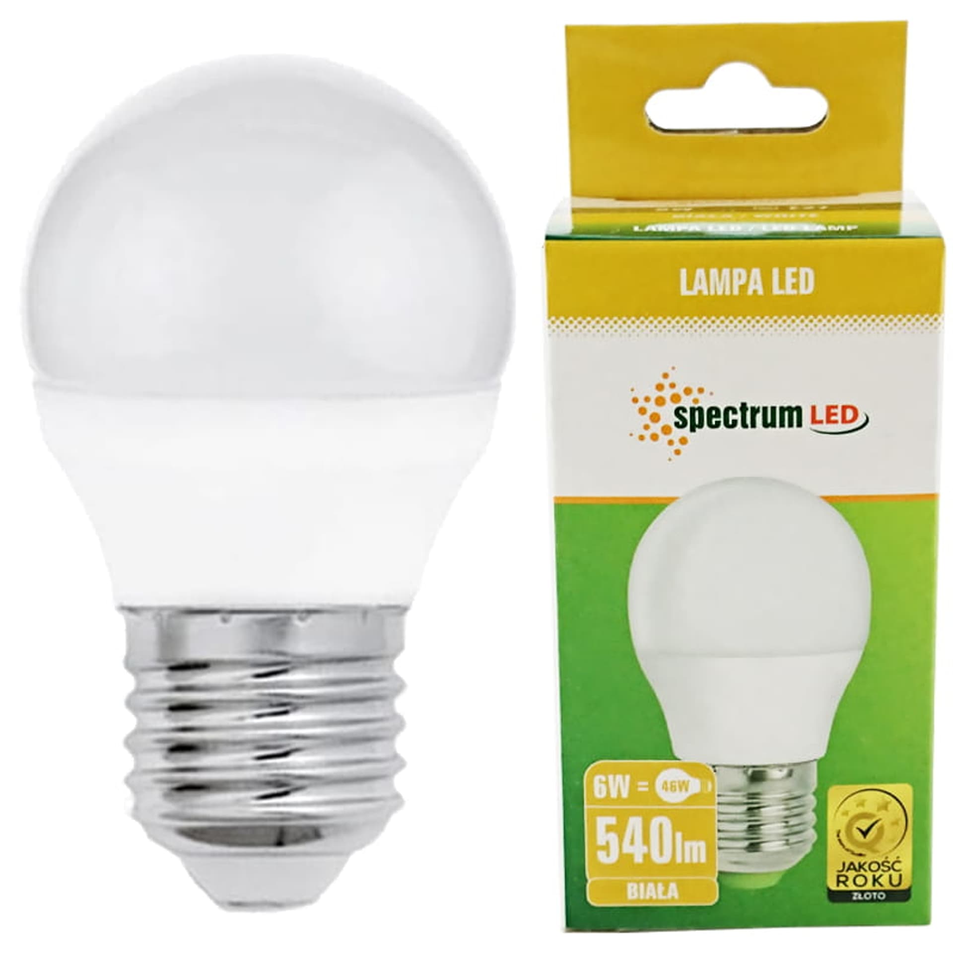 

Żarówka LED 6W biała E27 kulka WOJ13757